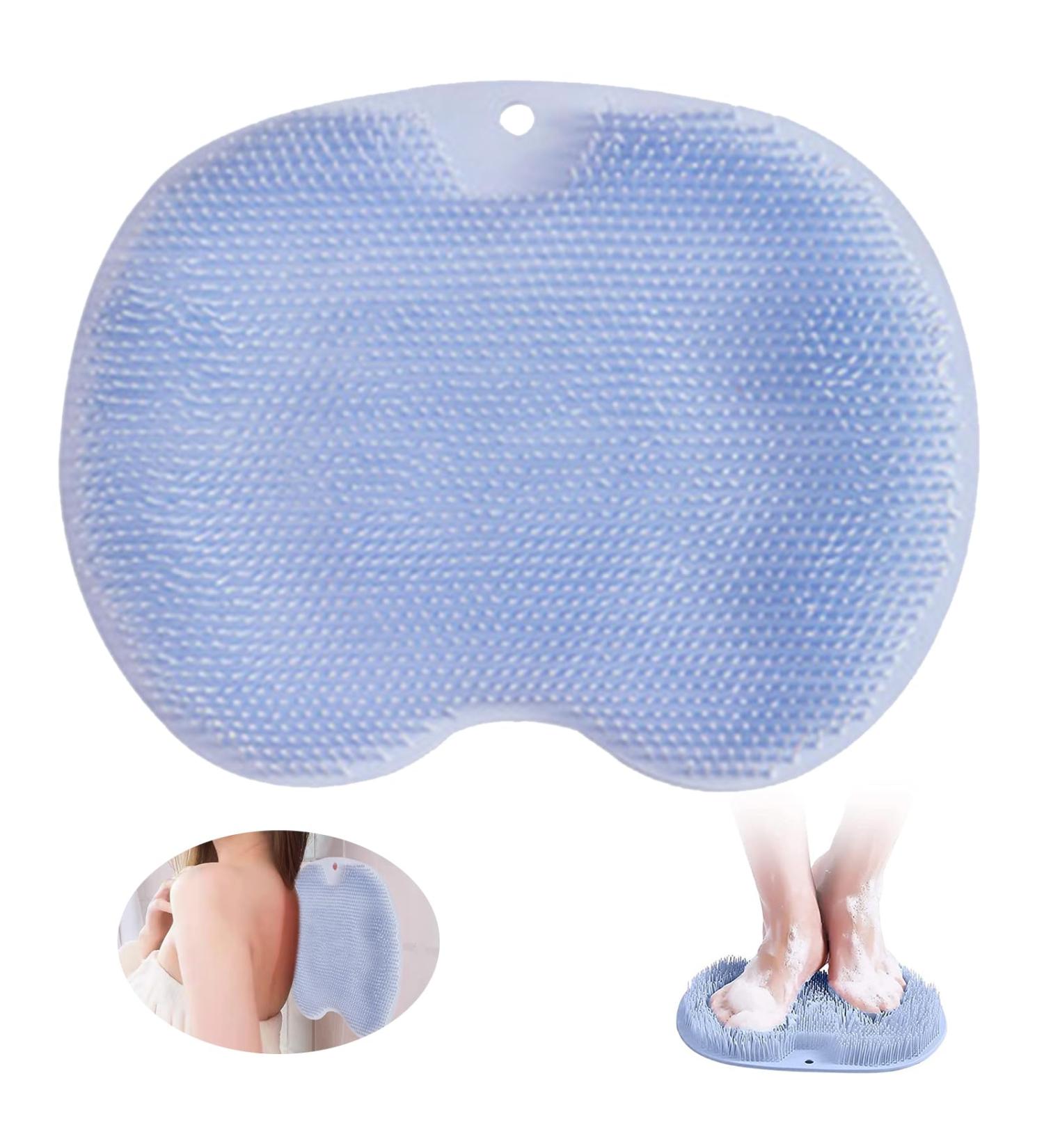 Giugio Slip-Resistant Silicone Massage Pad & Back Scrubber | Foot Brush W scher Massager with Suction Cup | Back Cleansing & Peeling Device - Blue - Buy Online on GoSupps.com