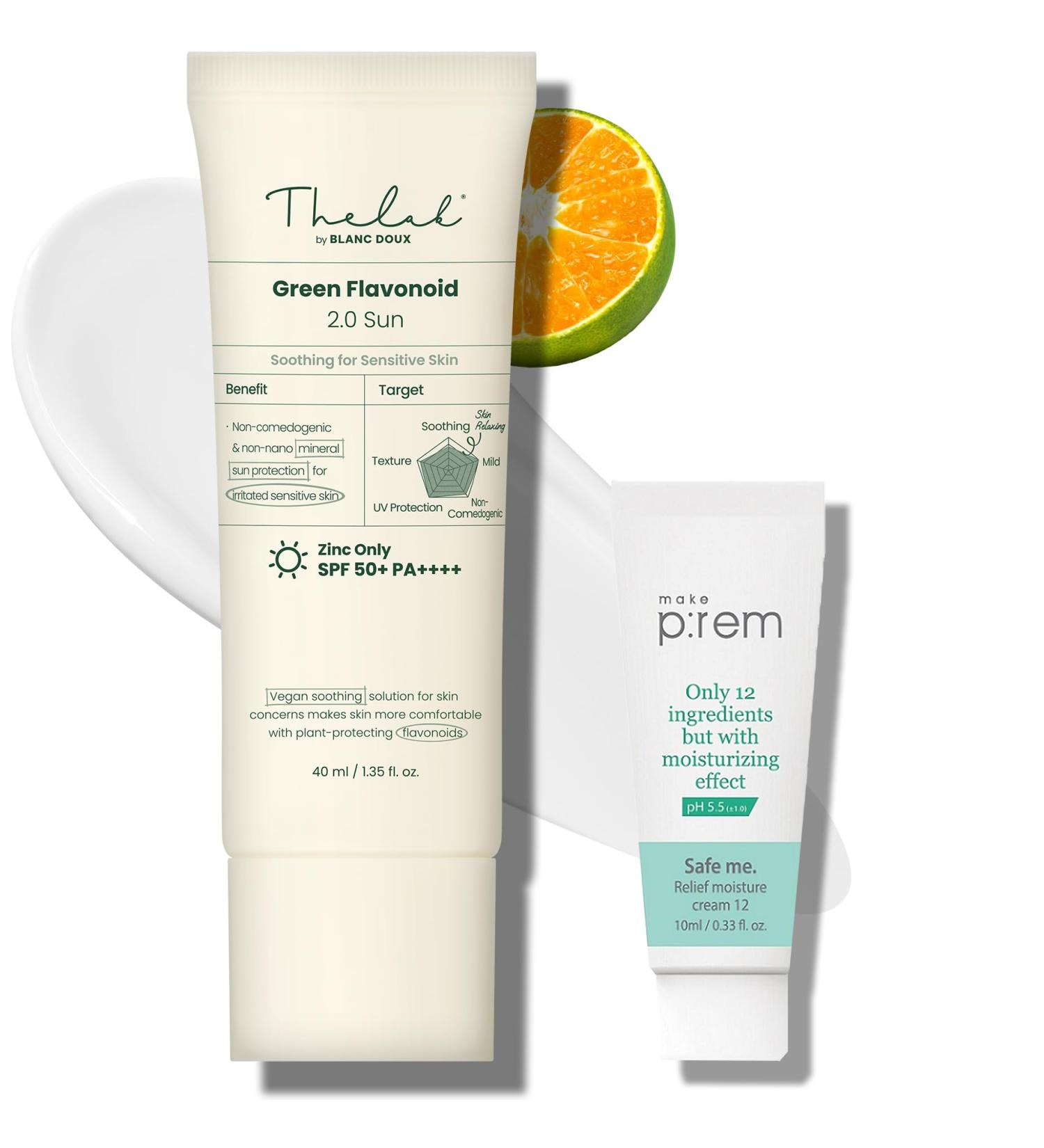 Lab Mineral 100% Zinc SPF 50 Sunscreen | Hydrating Reef Friendly Korean Beauty | Protect Face & Body - Green Flavonoid 2.0 by Blanc Doux - Buy Online on GoSupps.com