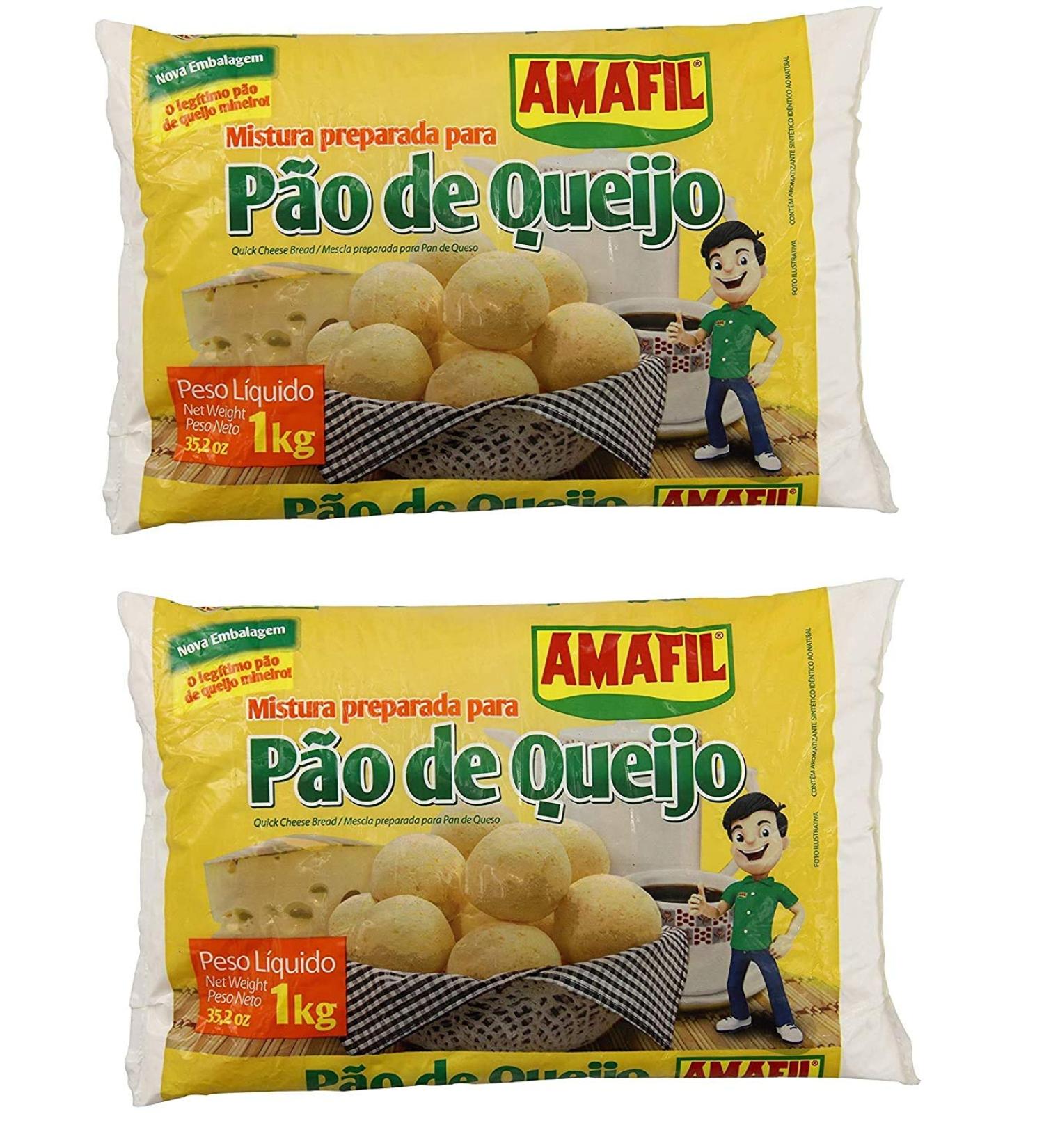 AMAFIL Mix for Cheese Bread 35.2 oz. - 2 Pack | Brazilian Pao de Queijo Mix 1kg - 2 Pack - Buy Online on GoSupps.com