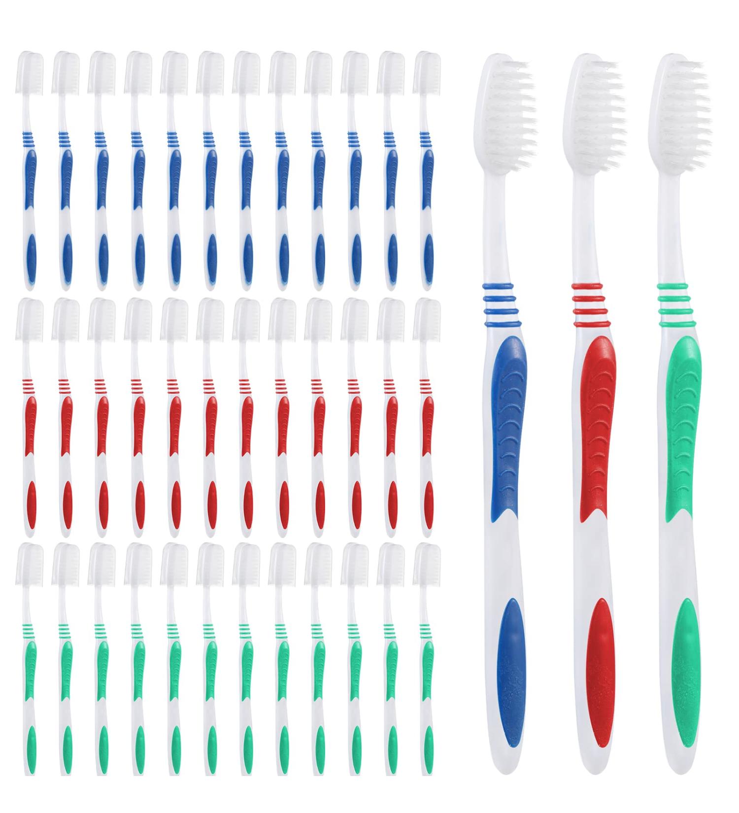 50 Pcs Bulk Travel Toothbrush Pack - Individually Wrapped Medium Soft Bristle Disposable Toothbrushes for Adults & Kids - Ideal for Hotels & Travel - Buy Online on GoSupps.com