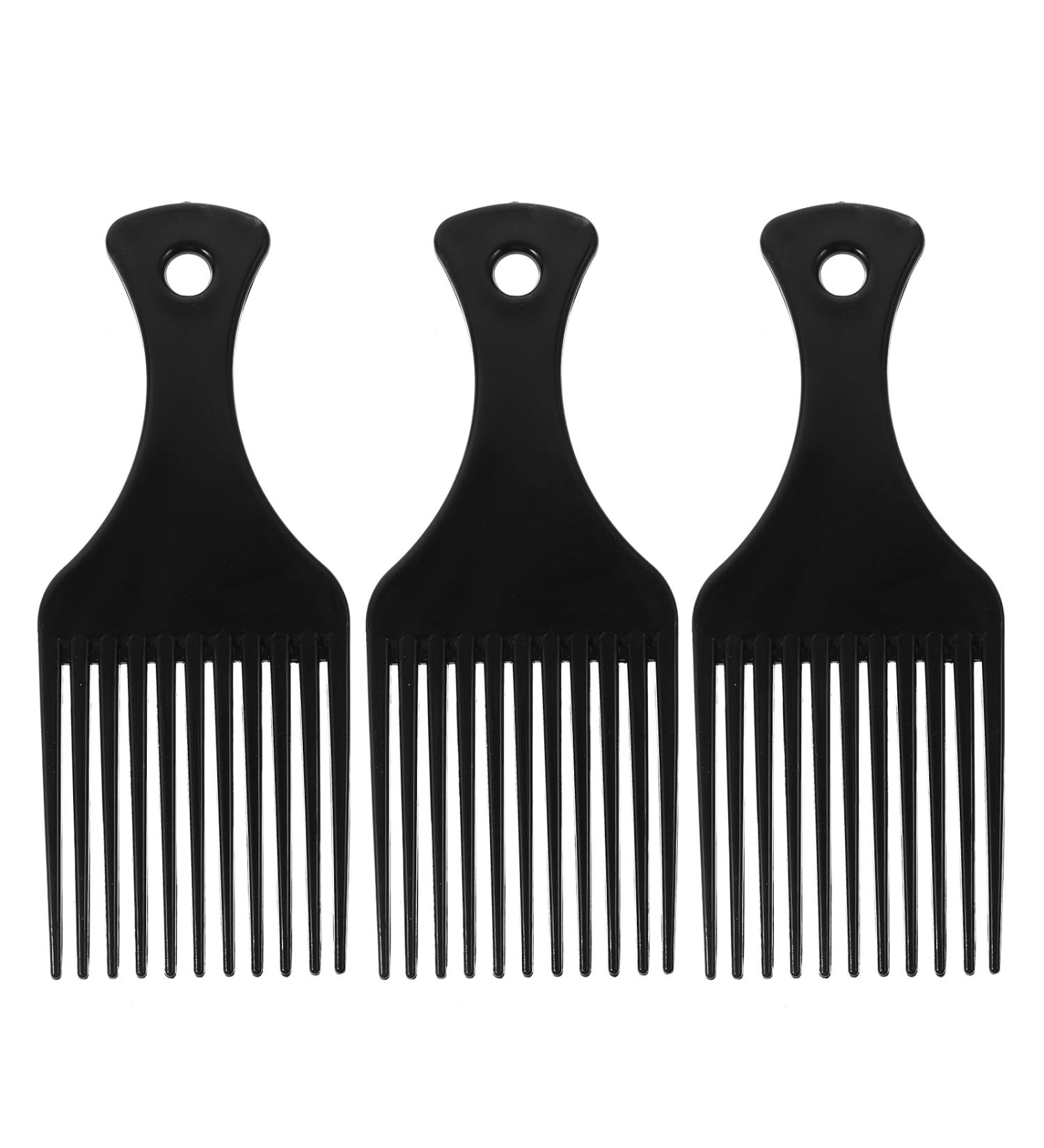 Healifty Hair Pick Comb Metal Picks Afro Hair Wig Braid Hair Styling Comb Styling Tool or Women and Men 3Pcs(Black) - Buy Online on GoSupps.com
