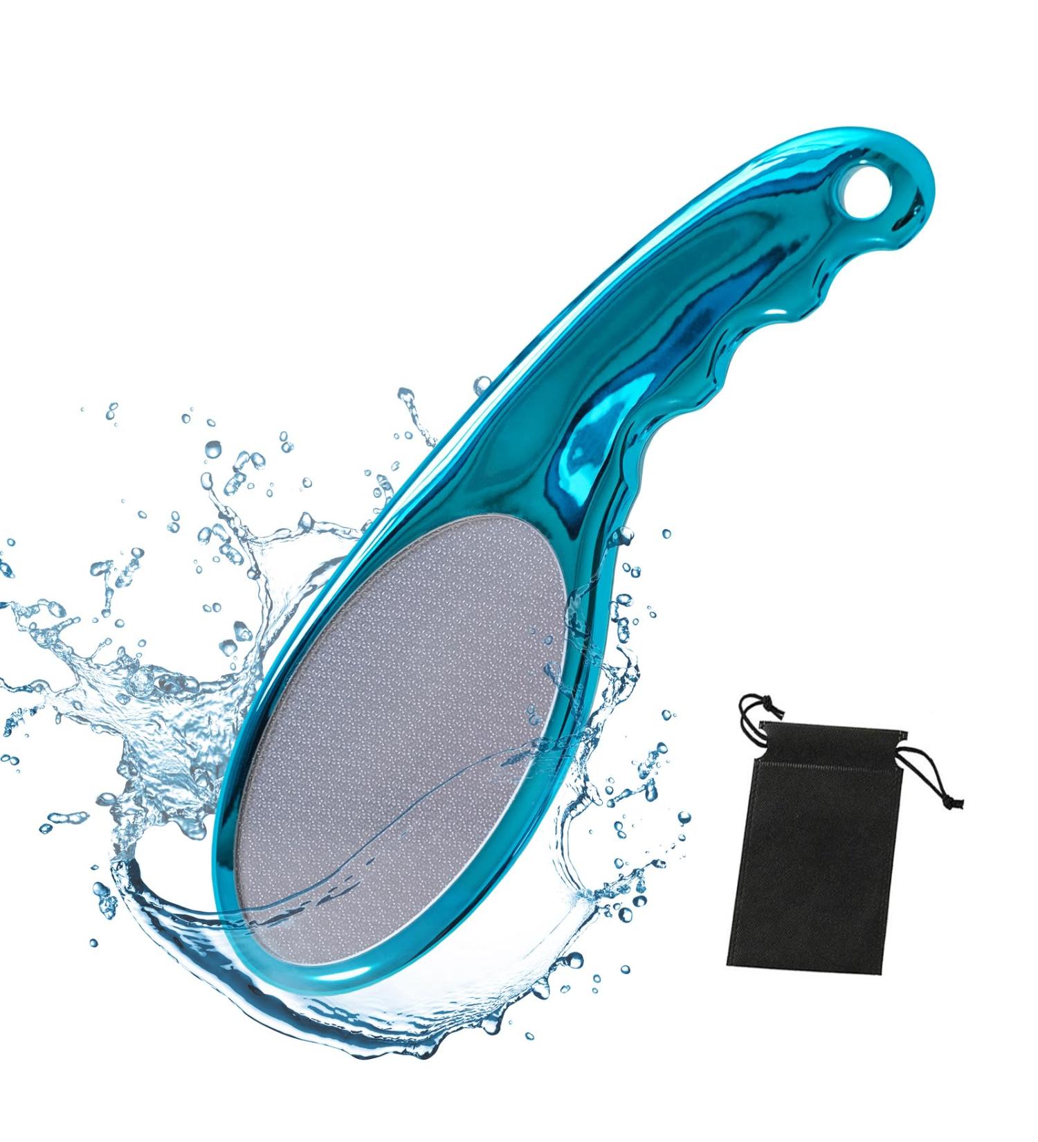 Premium Glass Foot File | Callus Remover with Etching Technology | Portable Foot Scraper for Cracked Heels | Shining Blue - Ideal for Wet & Dry Feet - Buy Online on GoSupps.com