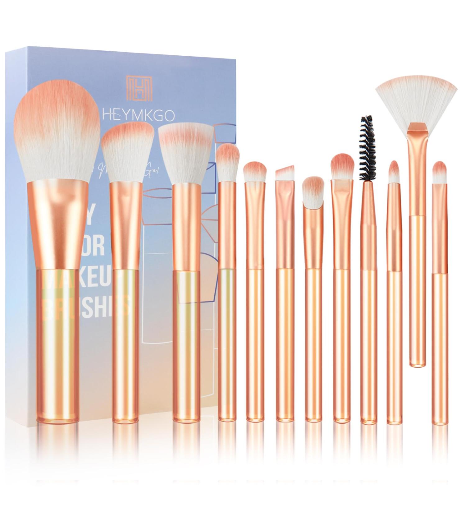 HEYMKGO 12pcs Professional Makeup Brush Set with Triangle Puff Orange - Buy Online on GoSupps.com