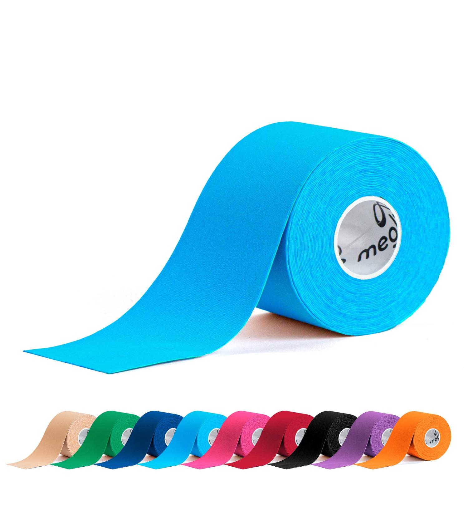 Meglio Kinesiology Tape - Uncut 5 Metre Roll - Therapeutic and Hypoallergenic - For Muscle Support & Sports Injury Recovery - Breathable & Waterproof - Knee Ankle & Wrist - Long Lasting Adhesive Blue - Buy Online on GoSupps.com