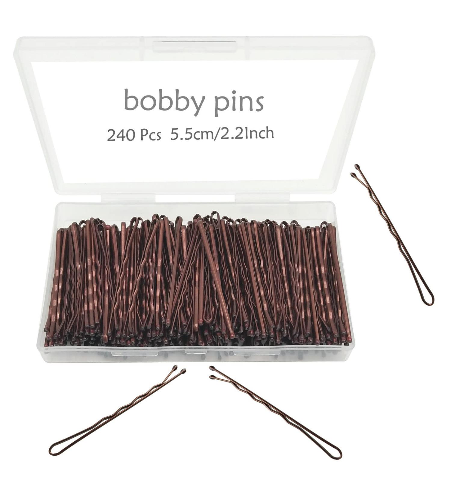 Bobby Pins Brown 240-Count Hair Pins with Cute Box - Premium Bobby Pins for Kids, Girls, and Women - Ideal for All Hair Types (2.2 Inch) - Buy Online on GoSupps.com