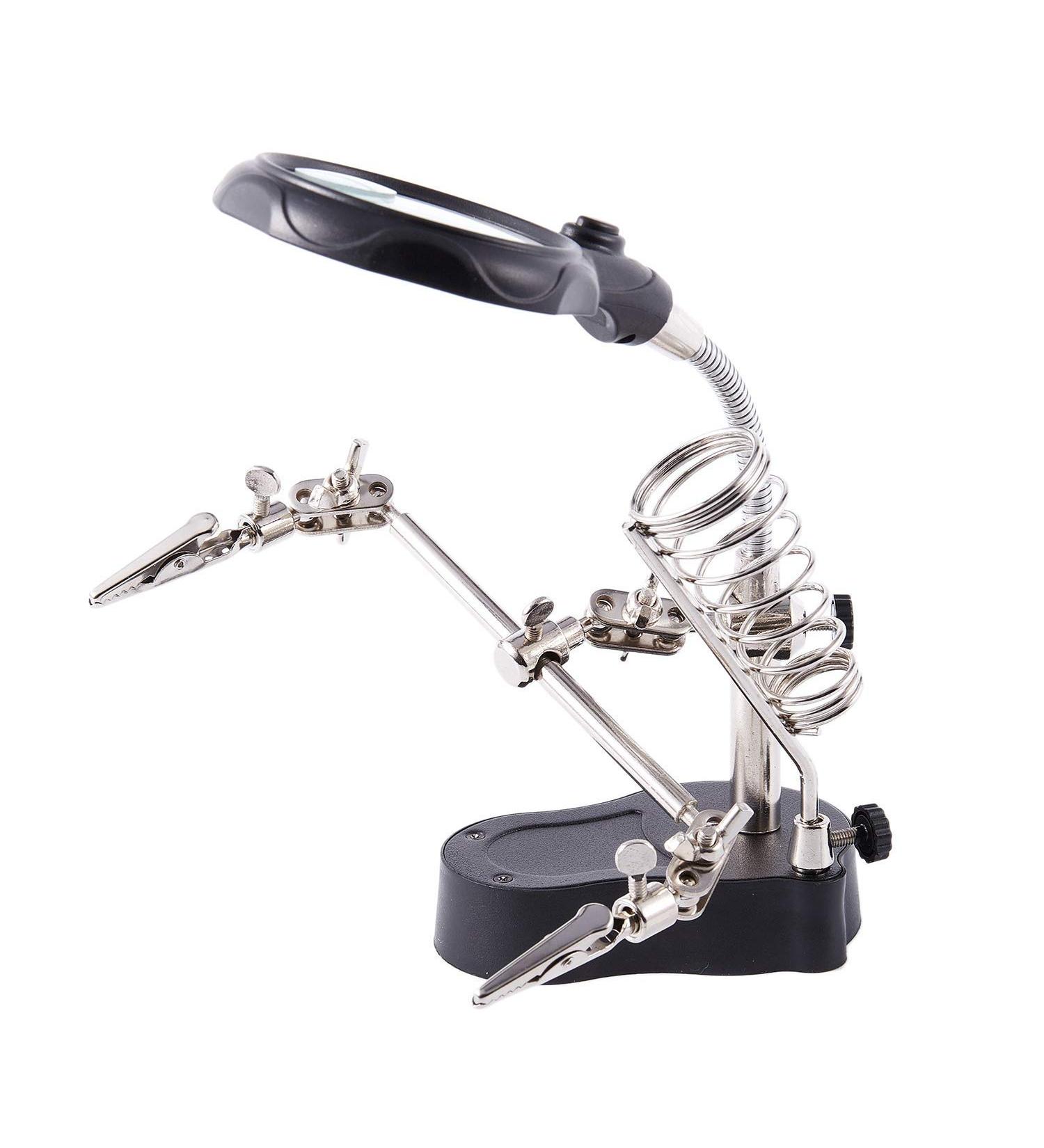 Magnifiers Adjustable 3. 5X 12X Helping Hand Soldering Irons Stand Clip Led Light Magnifying Glass Lens Desk Station Desktop Repair Tools - Buy Online on GoSupps.com