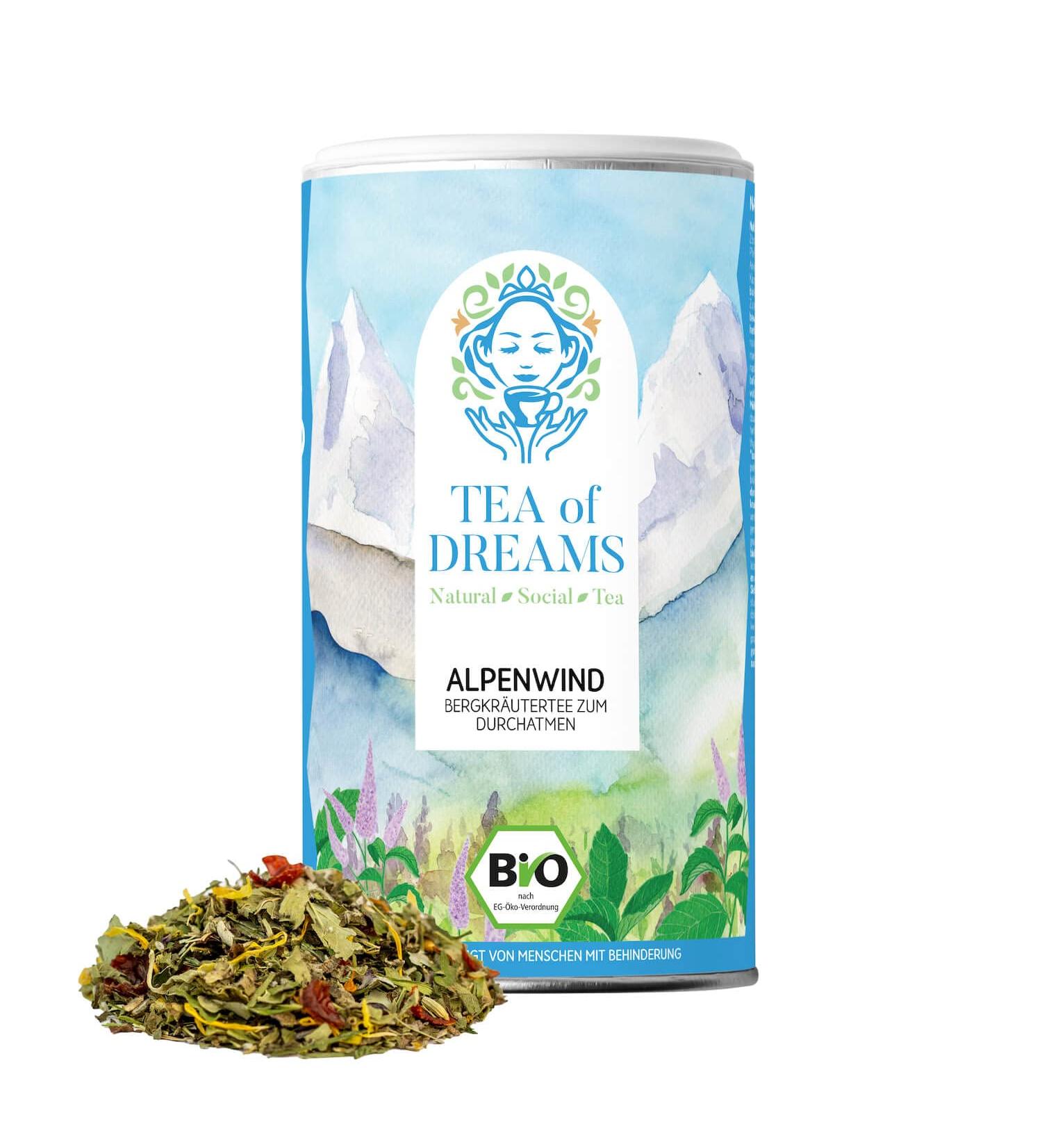  Tea of Dreams Organic Herbal Tea | "Alpenwind" | From Natural Mountain Herbs | Loose Tea | 30g - Buy Online on GoSupps.com