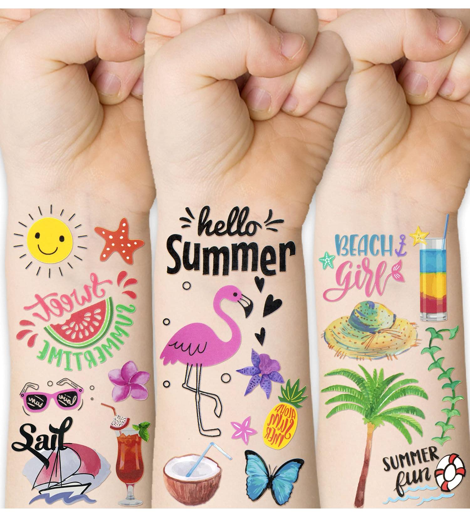 WHXGQ Waterproof Temporary Tattoos for Kids - Hawaiian Party Stickers | Multi-Colored Hawaiian Tattoo Designs - Medium Size - Buy Online on GoSupps.com