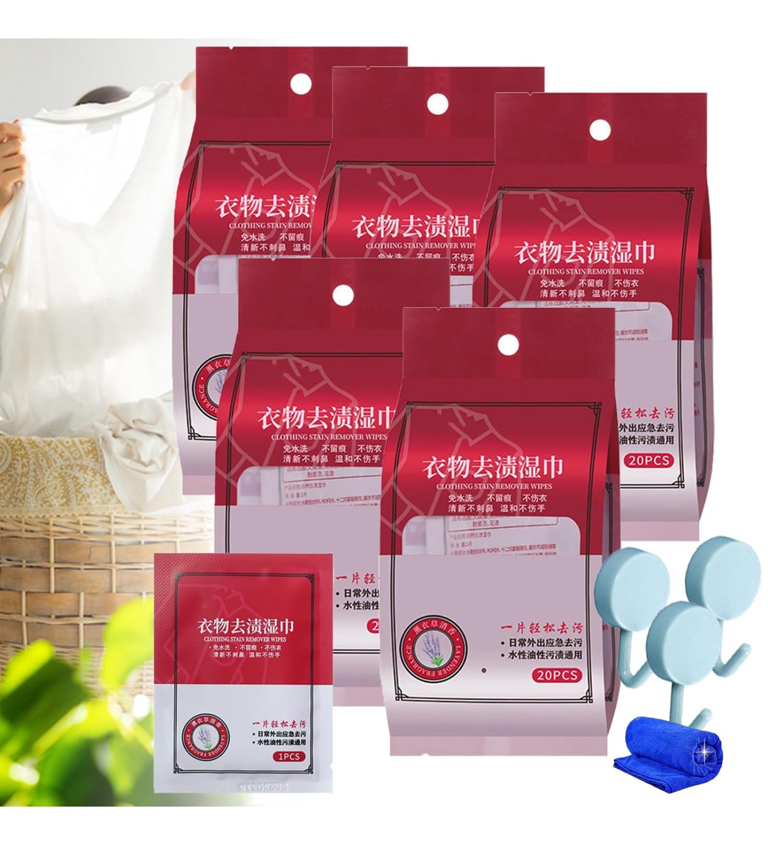 GXHNB Clothes Stain Removal Wipes Clothing Stain Removal Wipes Clothes Oil Stain Remover Stain Remover Wet Wipes (5PSC) - Buy Online on GoSupps.com