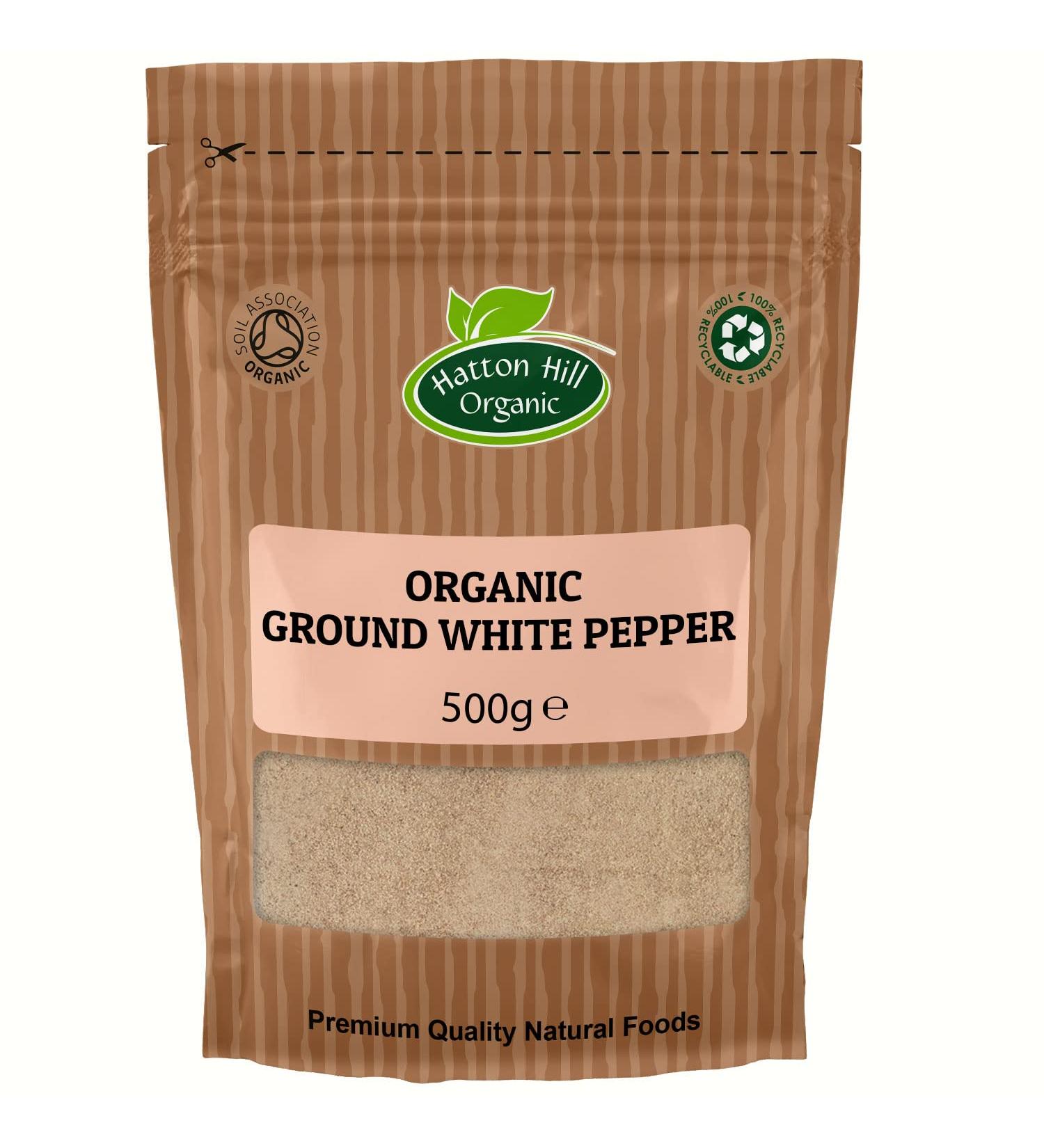 Organic Ground White Pepper 500g by Hatton Hill Organic - Free UK Delivery - Buy Online on GoSupps.com
