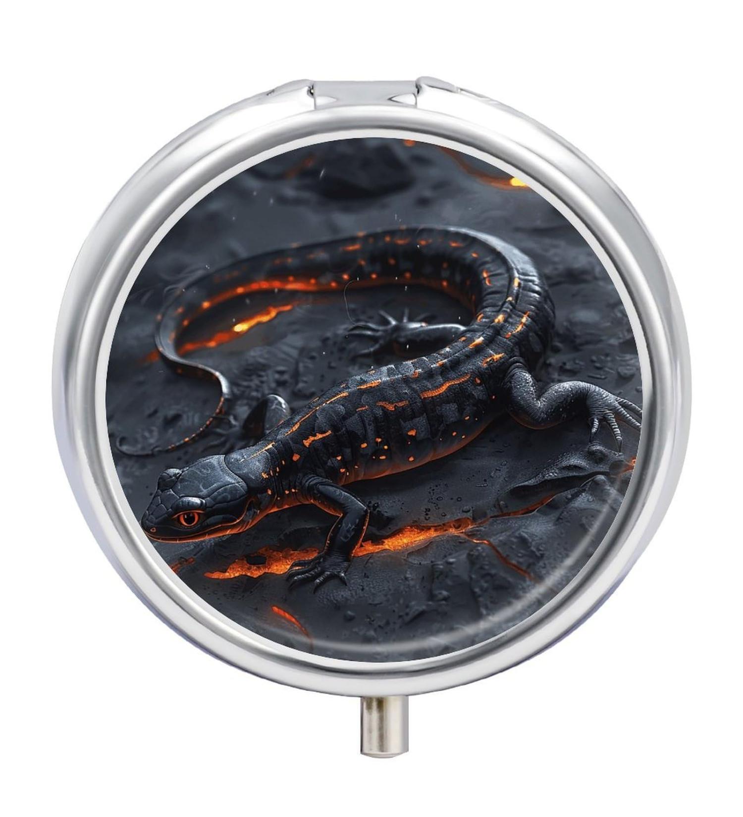 Portable 3 Compartment Pill Box - Travel Pill Organizer with Orange Stripes - Small Medicine Case for Handbag & Pocket - Buy Online on GoSupps.com