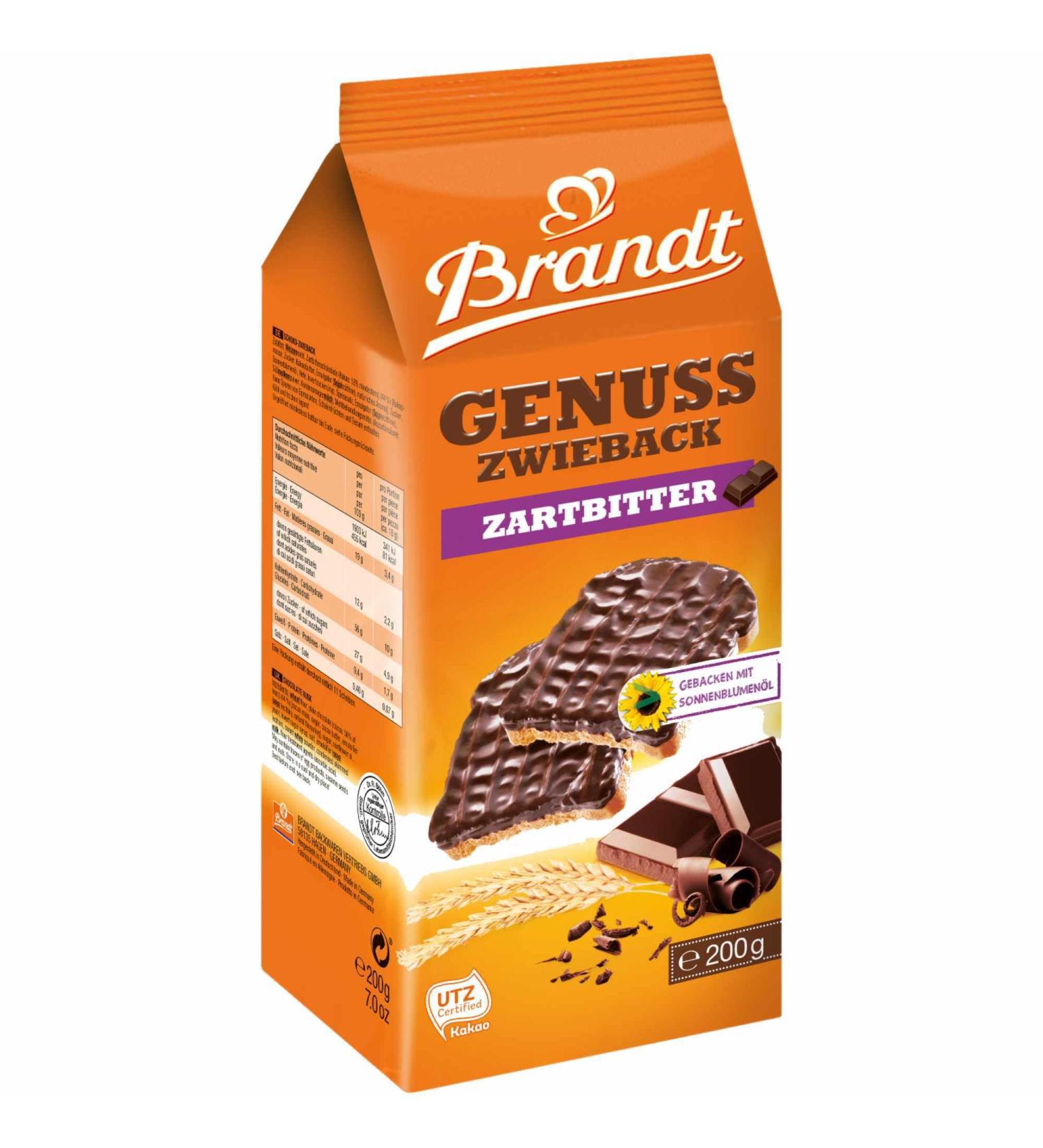 Buy Brandt Genuss Zwieback Dark Chocolate 200g - Delicious German Snack | International Shipping Available - Buy Online on GoSupps.com