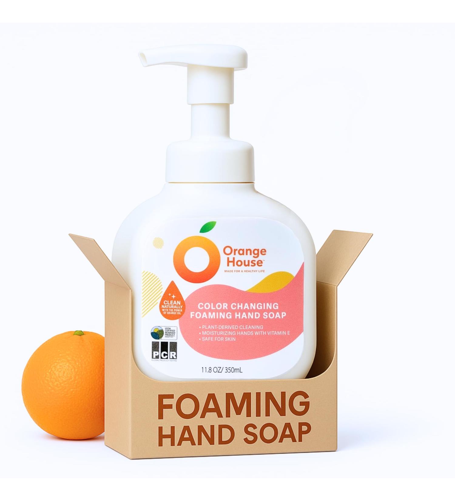 ORANGE HOUSE Color Changing Foaming Hand Soap Plant-Based Moisturizing Foam with Natural Orange Oil Gentle Formula 11.8 Fl Oz (1 Pack) - Buy Online on GoSupps.com