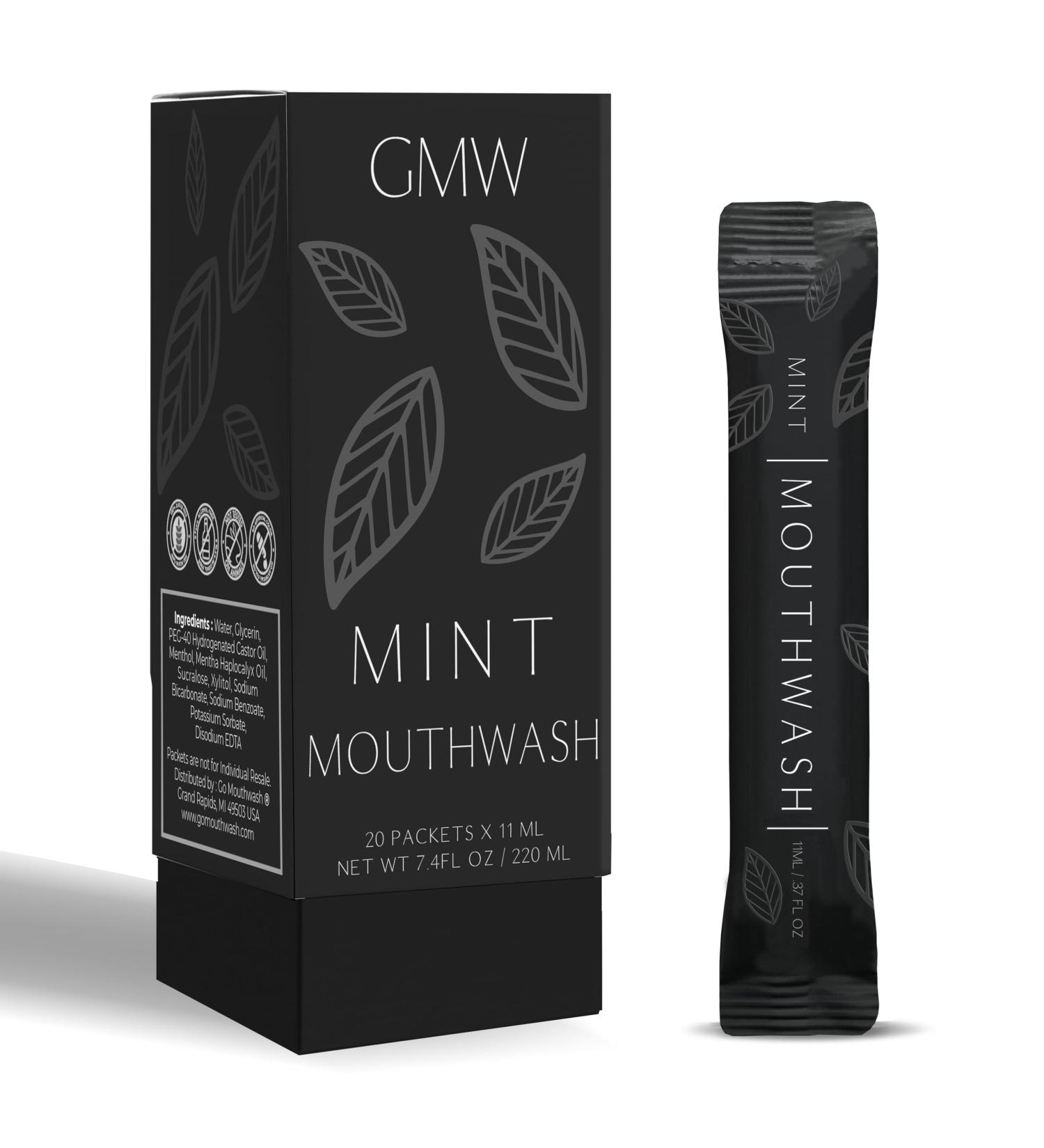 GMW Collection Travel Size Mouthwash Packets - Individual Mini Mouthwash Packets for Fresh Breath - Perfect Travel Size Toiletries for Guest Bathrooms - Alternative to Breath Strips and Breath Spray Matte Black - 20pc - Buy Online on GoSupps.com