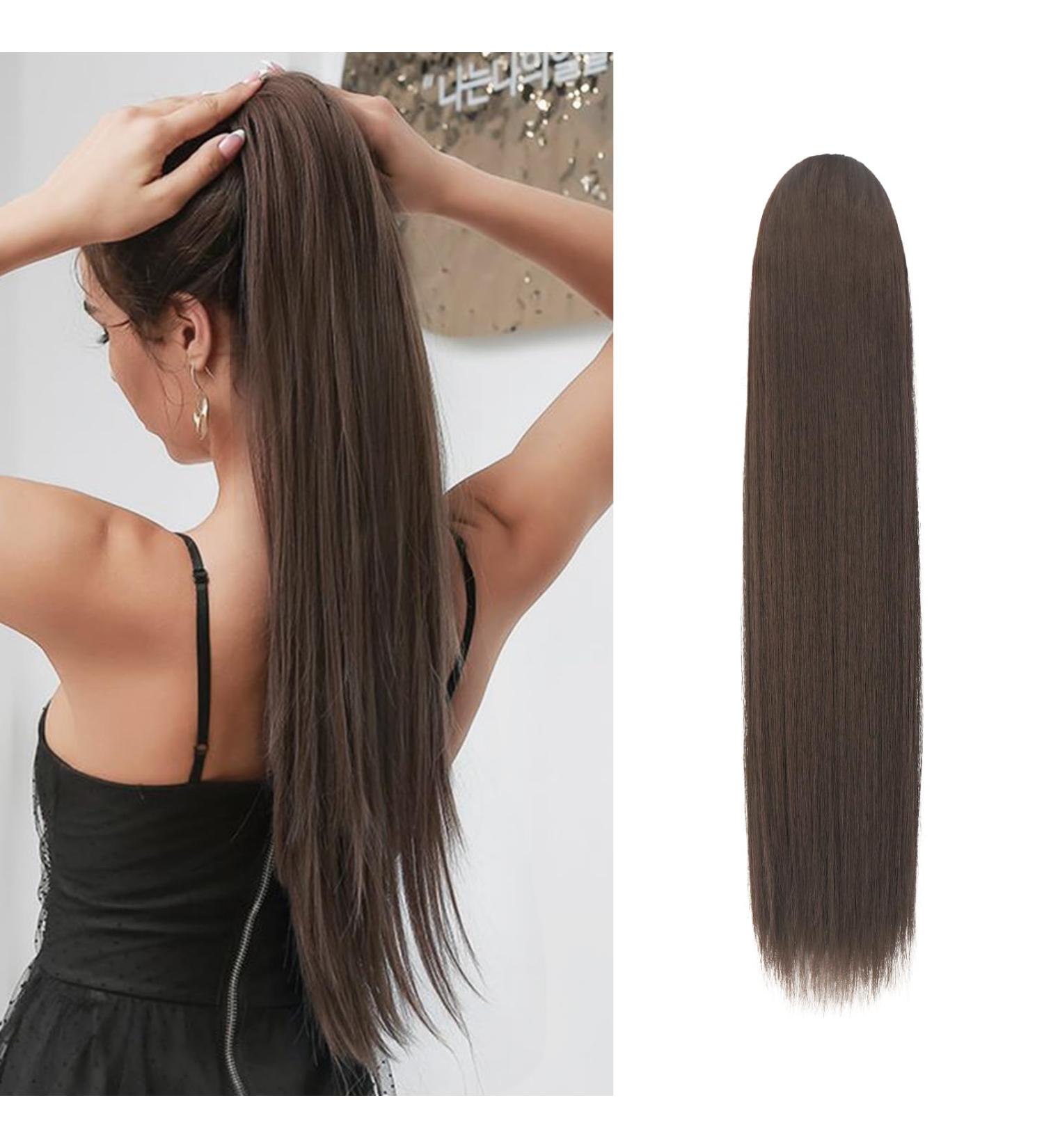 60cm Medium Brown Sofeiyan Ponytail Hair Extension - Natural Soft Synthetic Braid for Women - Buy Online on GoSupps.com