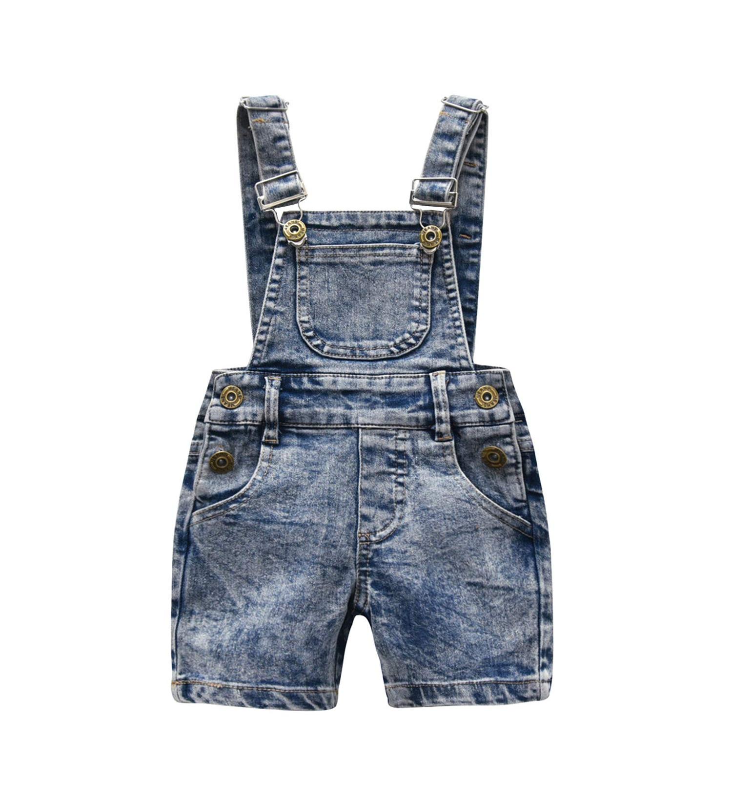 Kidscool Space Little Girl Ripped Denim Shortalls 6-7 Years Blue-2064 - Buy Online on GoSupps.com