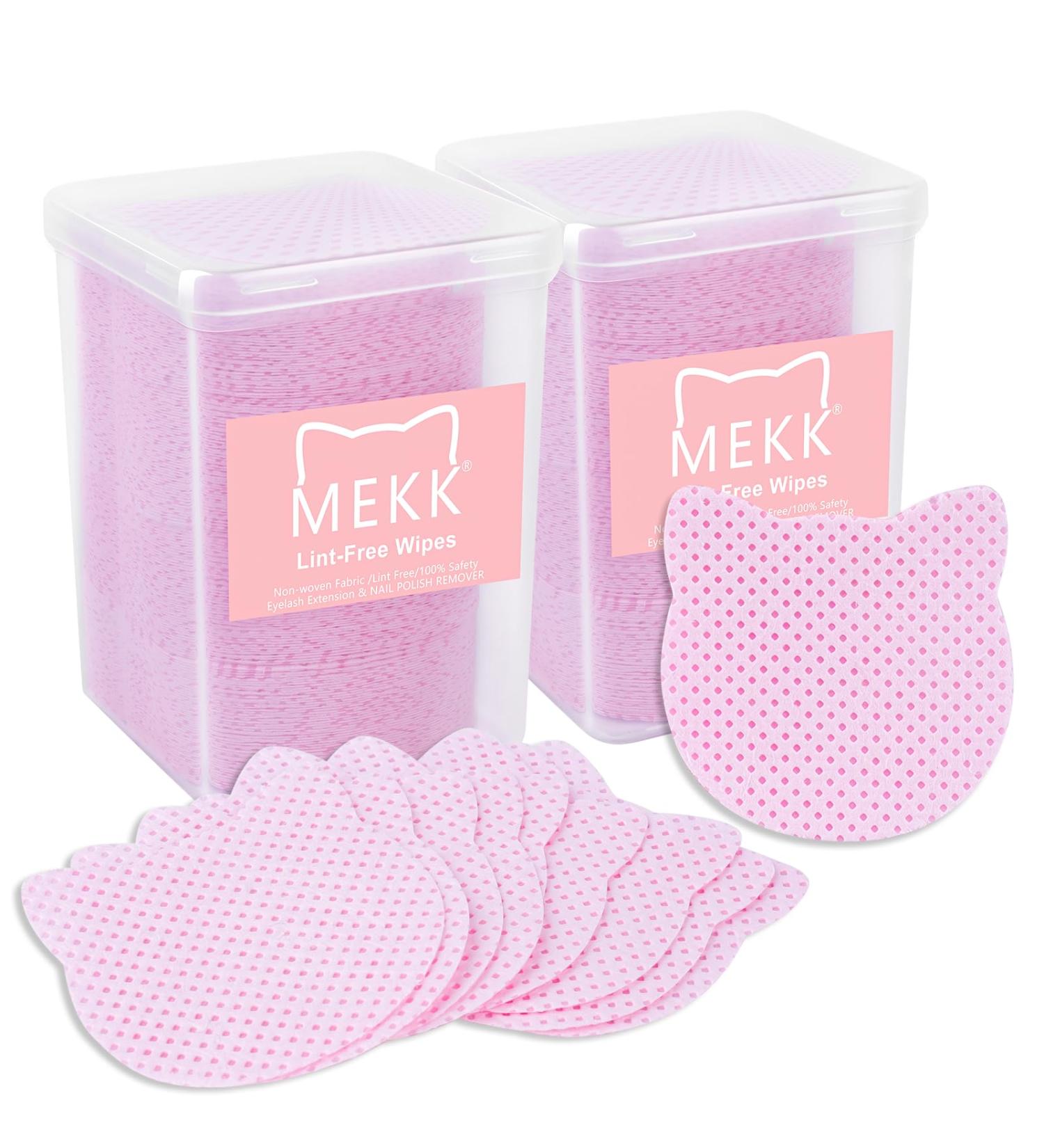 MEKK Lint Free Nail Wipes - 400PCS Cat Shape Remover Pads for Nail Polish & Lash Extensions | Super Absorbent Non-Woven Fabric - Pink - Buy Online on GoSupps.com