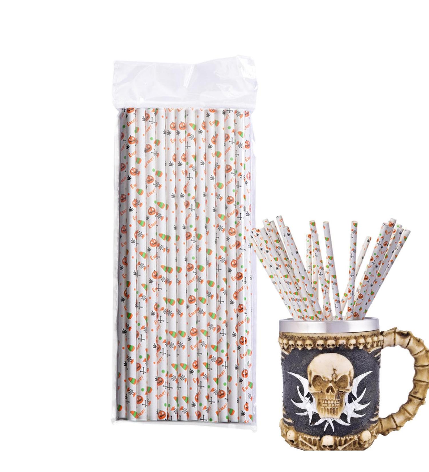 Halloween Drinking Straws | 25Pcs Halloween Party Paper Straws Party Straws Drinking Straws Milk Tea Straws Juice Straws for Halloween Party Favors Bondoo - Buy Online on GoSupps.com