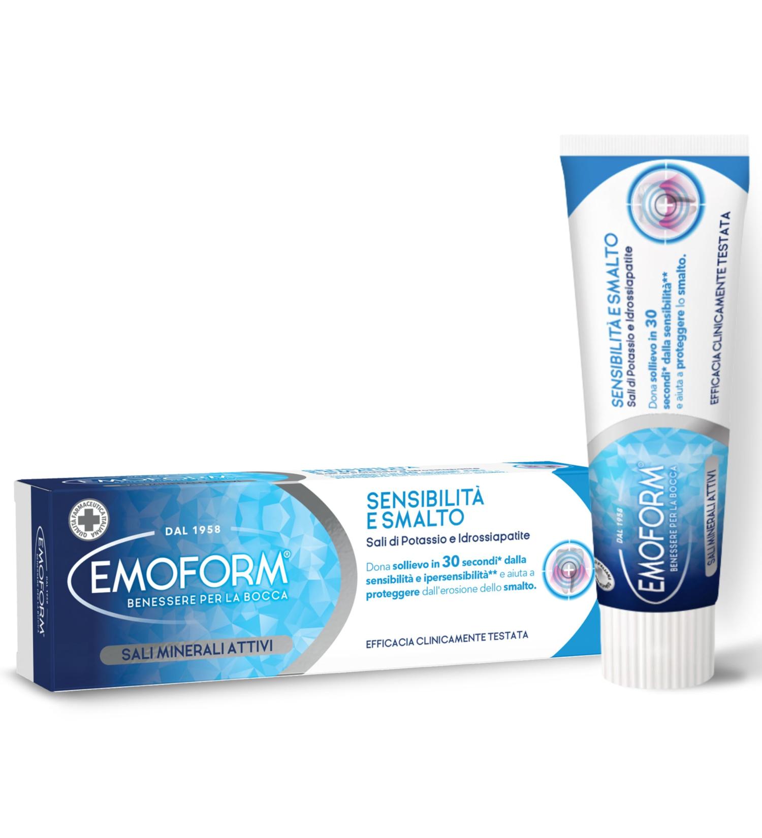  Emoform Emoform Sensitivity Toothpaste and Varnish with Potassium Salts 75ml - Relieves sensitivity and hypersensitivity in 30 seconds and helps protect against enamel erosion - Buy Online on GoSupps.com