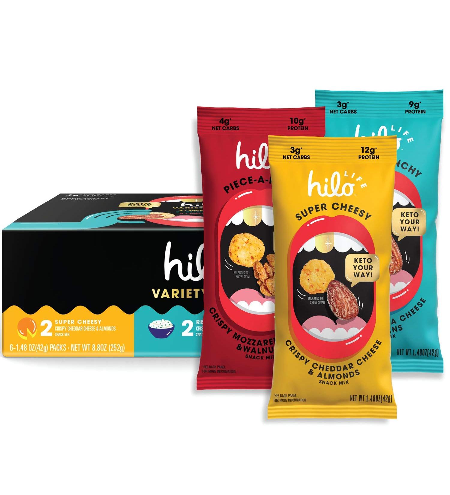 Shop Hilo Life Keto Snack Mix 6 Count Ã¢â¬â Low Carb Variety Pack: Super Cheesy  Really Ranchy  Piece-A-Pizza - Buy Online on GoSupps.com