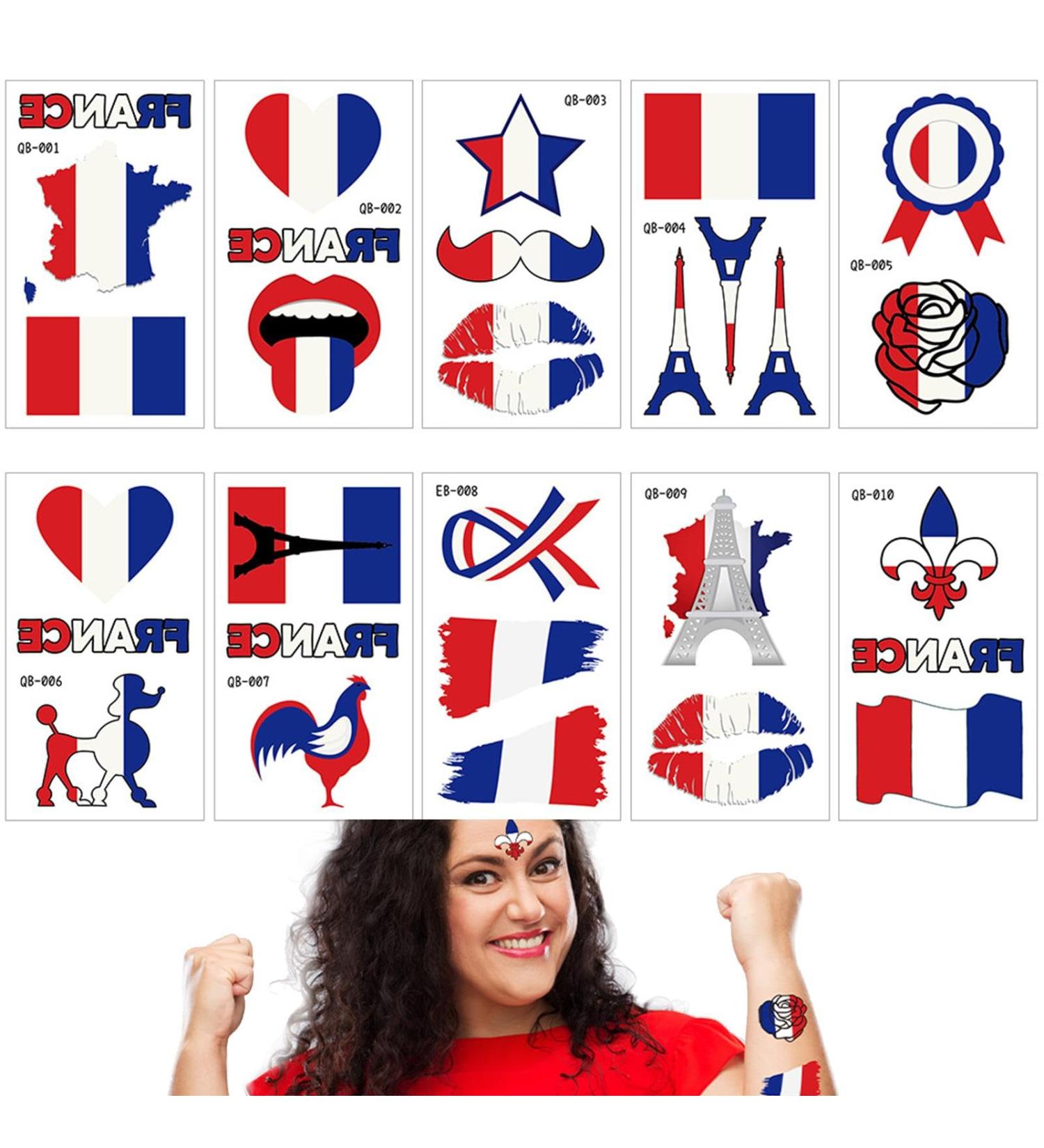 Besreey French Flag Stickers - Waterproof French Flag Body Stickers | Skin-Friendly Colorful Face Stickers Cute Sticker Set for Carnival - Buy Online on GoSupps.com