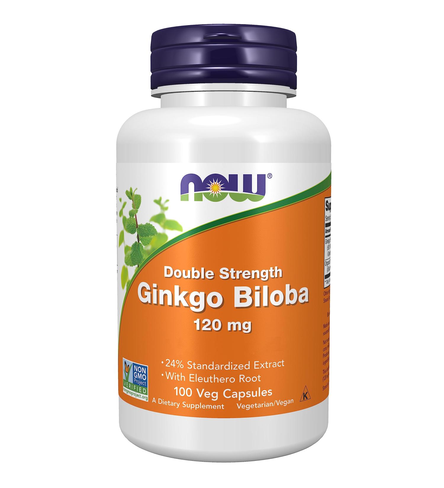 Now Foods Double Strength Ginkgo Biloba 120mg - 100 Vegan Capsules | Lab-Tested, SOYA Free, Gluten Free, Vegetarian, Non-GMO - Buy Online on GoSupps.com