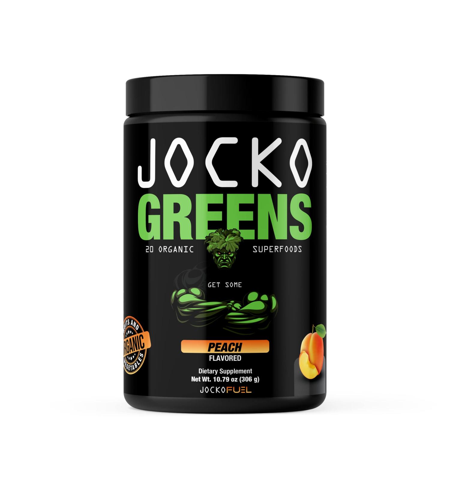 Jocko Fuel Greens Powder (Peach Flavor) - Greens & Superfood Powder for Healthy Green Juice - Keto Friendly with Spirulina  Chlorella  Digestive Enzymes  & Probiotics - 30 Servings - Buy Online on GoSupps.com