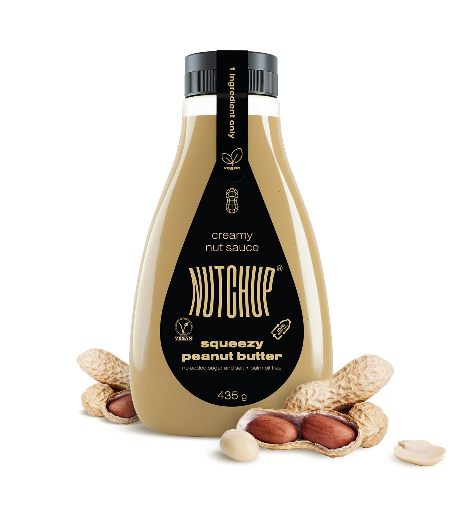 NUTCHUP The First Squeezy Peanut Butter | Delicious Nut Topping | Smooth & Crunchy Pancake Waffle Ice cream Pizza sauce | 435g Bottle (Peanut Butter) Original - Buy Online on GoSupps.com