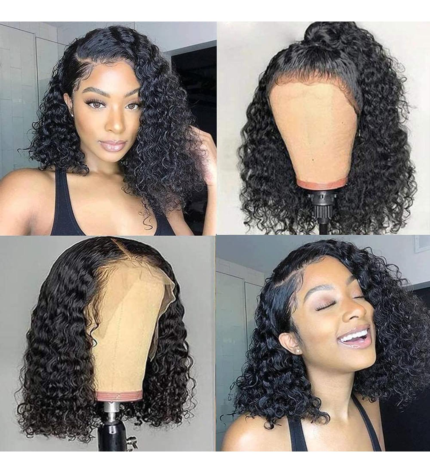 Legendhair 12 Inch Curly Bob Wigs | HD Transparent Lace Front Human Hair Wigs | Pre Plucked with Baby Hair | Natural Hairline | 150% Density | For Black Women - Buy Online on GoSupps.com