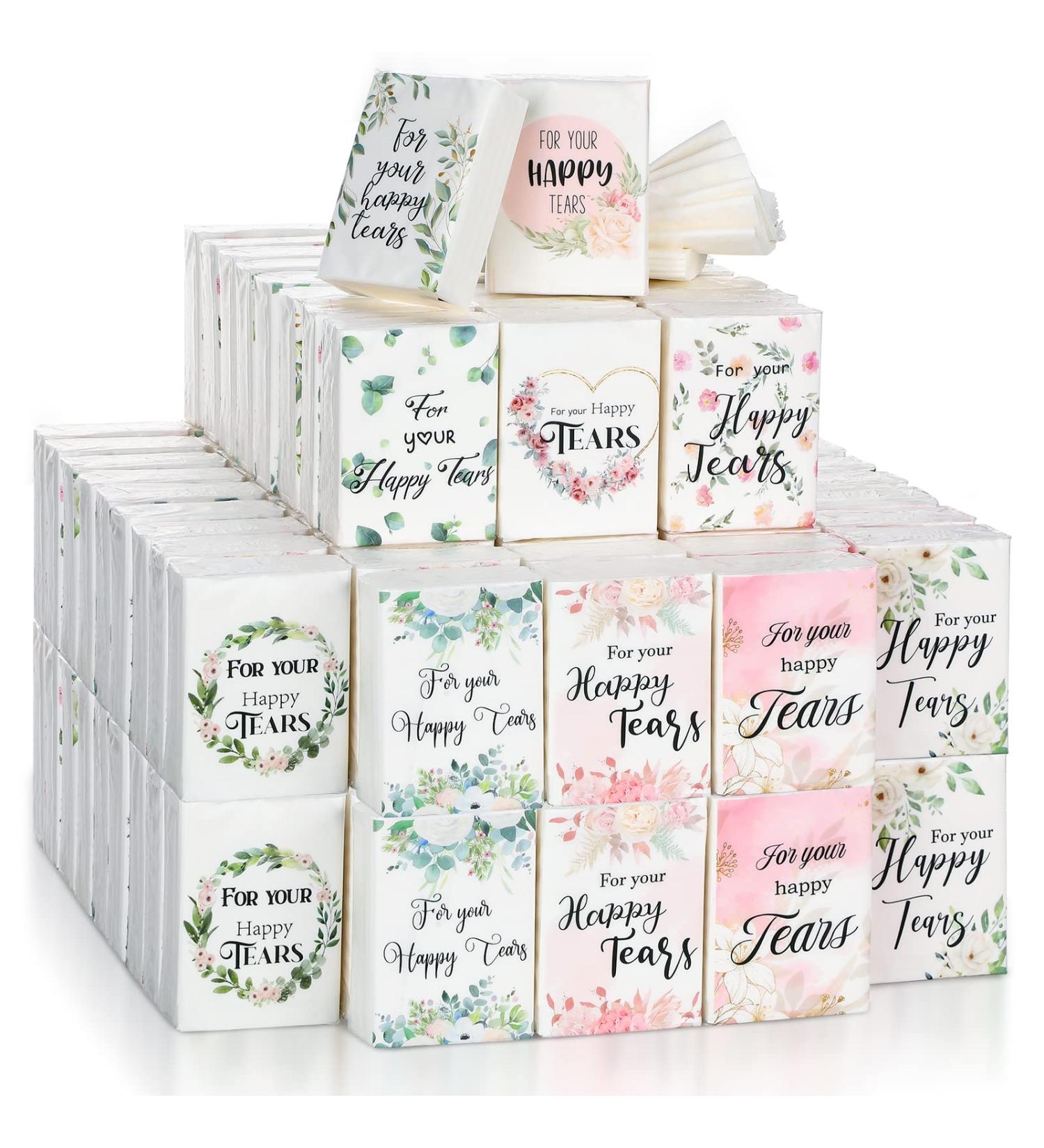 100 Wedding Tissues Pack for Guests - Individually Packed Facial Tissues for Happy Tears - Bulk Travel Pocket Tissues for Wedding, Birthday, and Daily Use - Buy Online on GoSupps.com