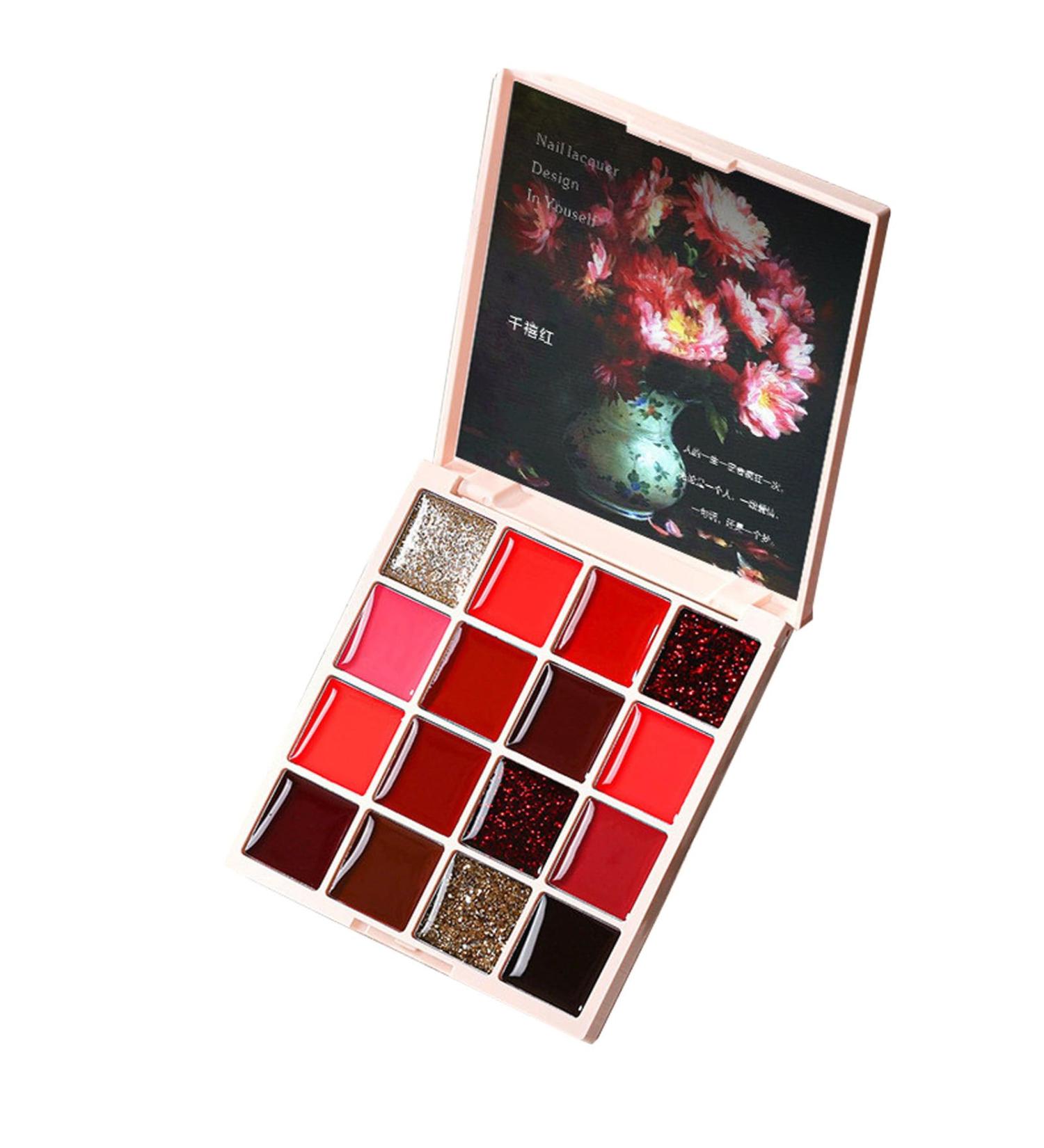 Walopola Solid Cream Gel Nail Polish 16 Colors Nail Cream Gel Nail Polish Palette Solid Gel Nail Polish Gel Manicure Palette Nail Glue for Women 16 Colors Red - Buy Online on GoSupps.com