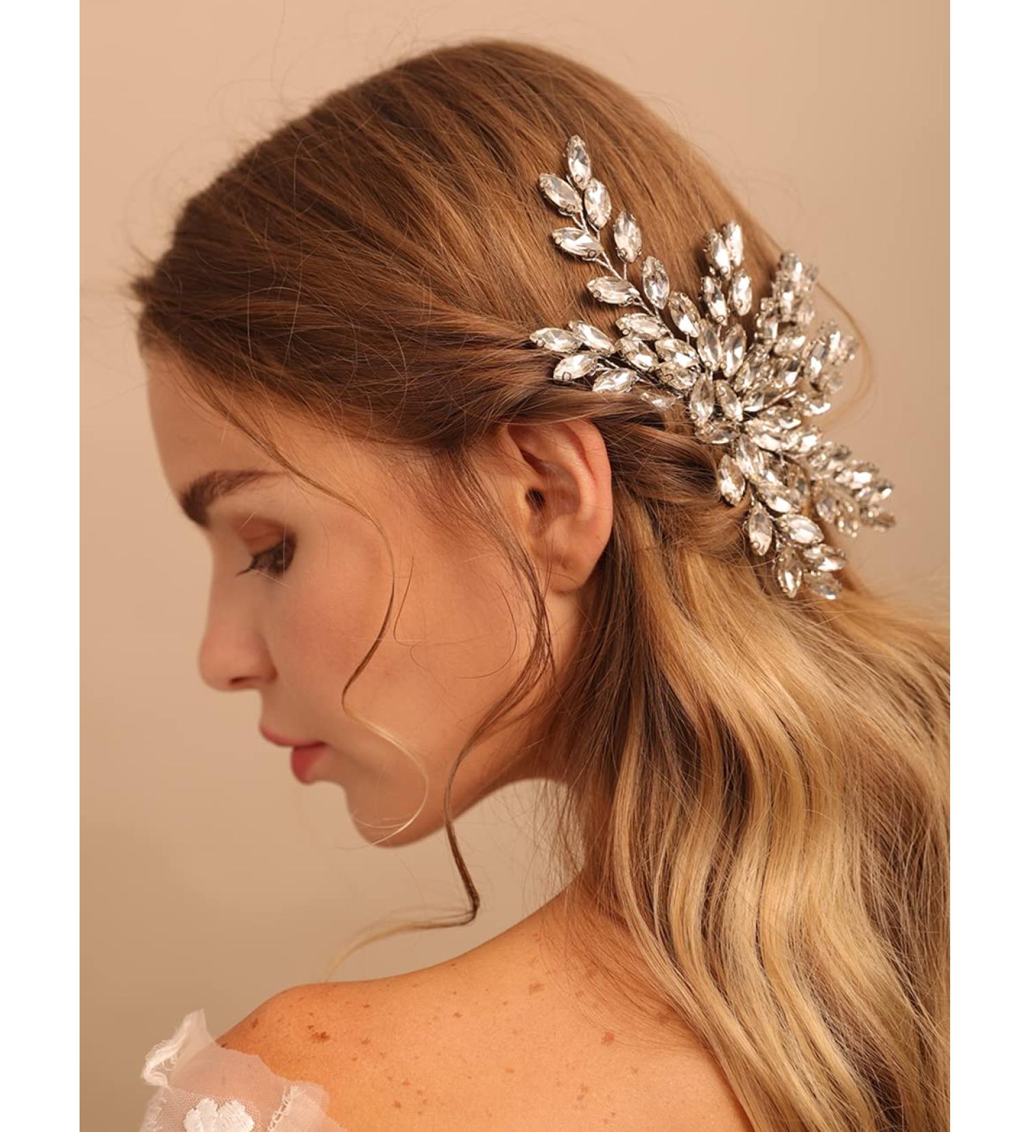 Deniferymakeup Bride Wedding Hair Combs Silver Rhinestone Headpiece Rhinestone Bridal Hair Accessories for Women and Girls (Silver) - Buy Online on GoSupps.com