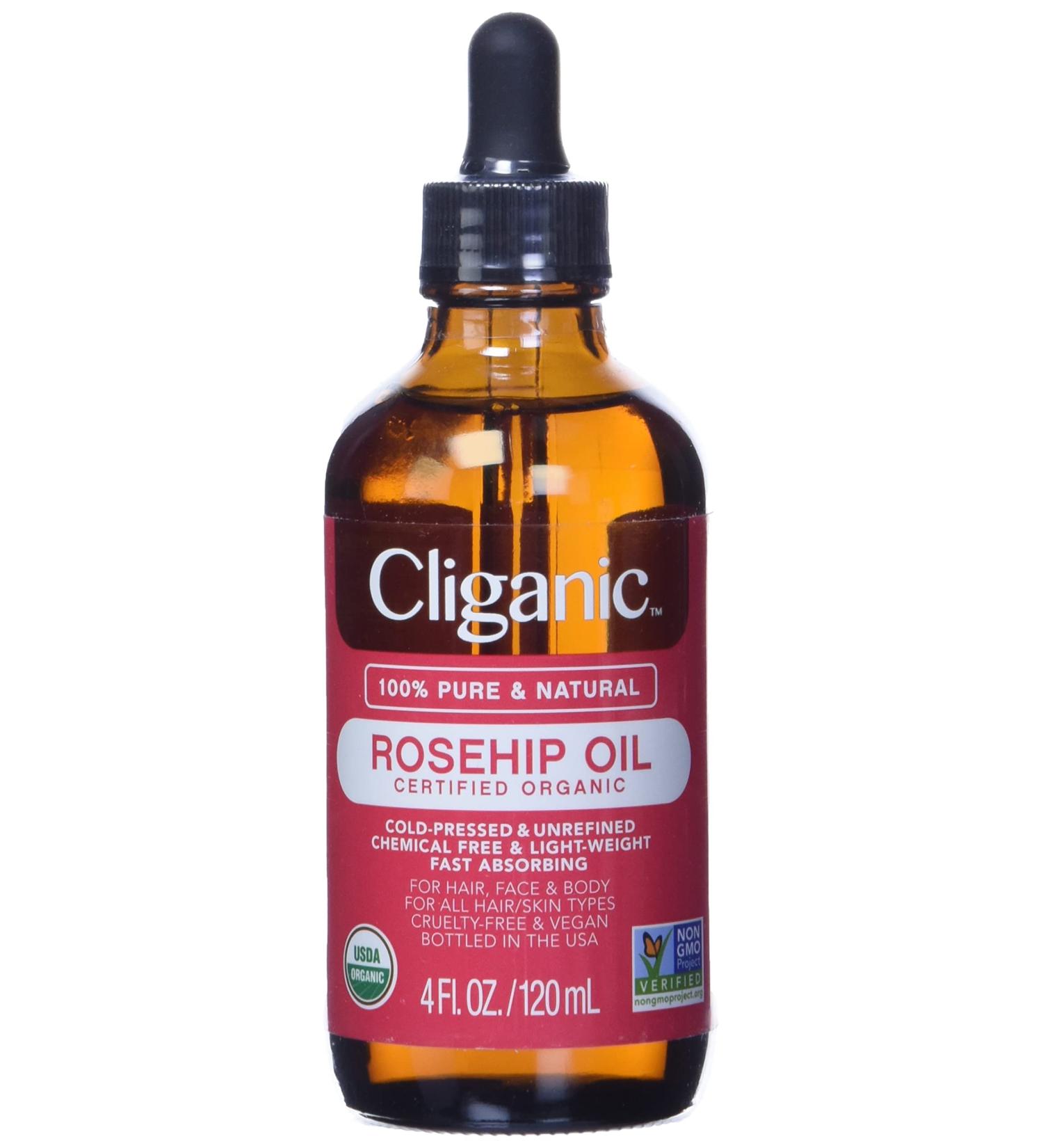 Cliganic Organic Rosehip Oil 4 fl oz - Pure, Cold-Pressed & Natural Skincare - Buy Online on GoSupps.com
