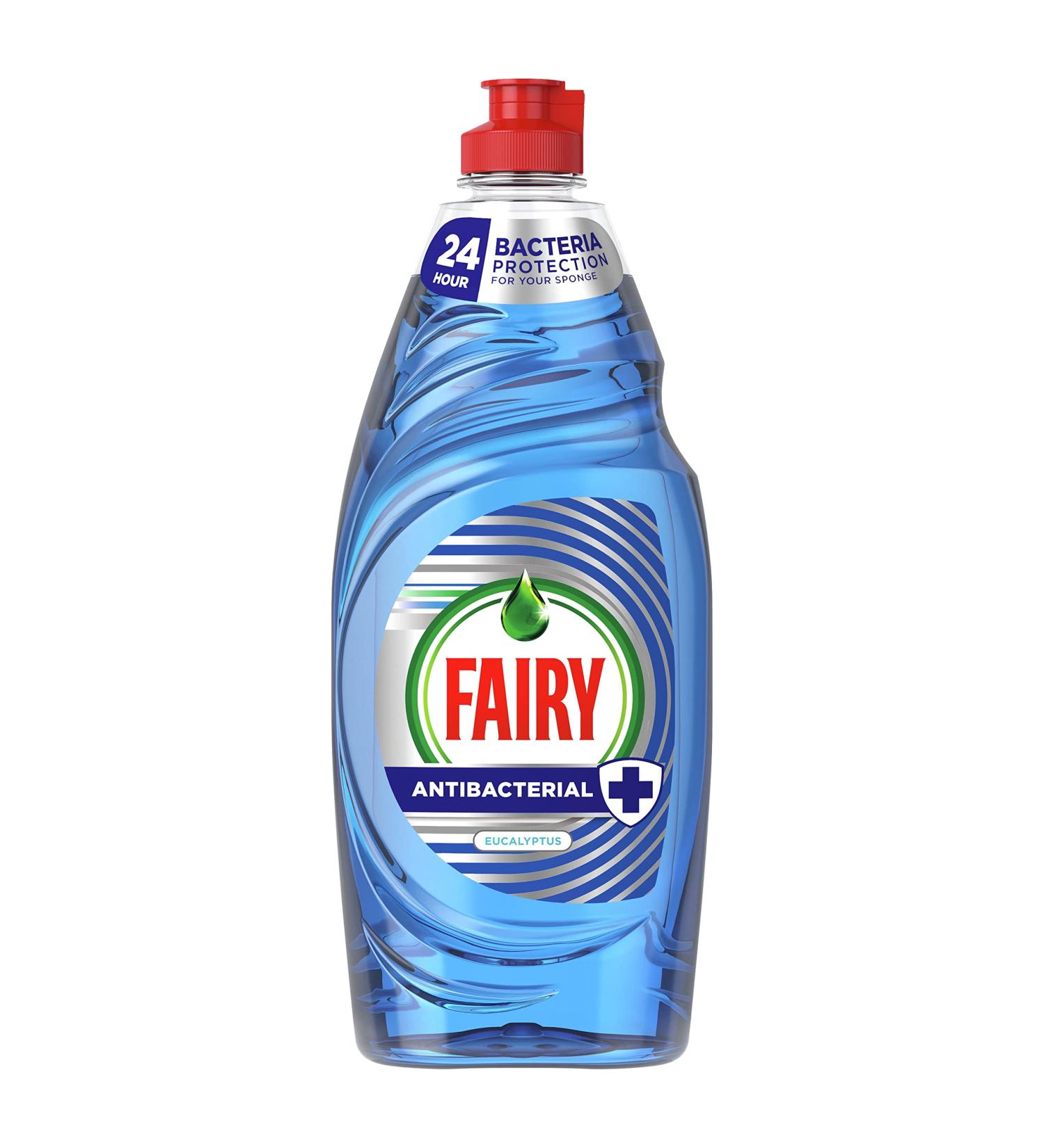 Fairy Antibacterial Washing Up Liquid Eucalyptus For Sparkling Clean Dishes & Protects You Sponge For Up To 24 Hours Against Bacterial Growth 650 ml - Buy Online on GoSupps.com