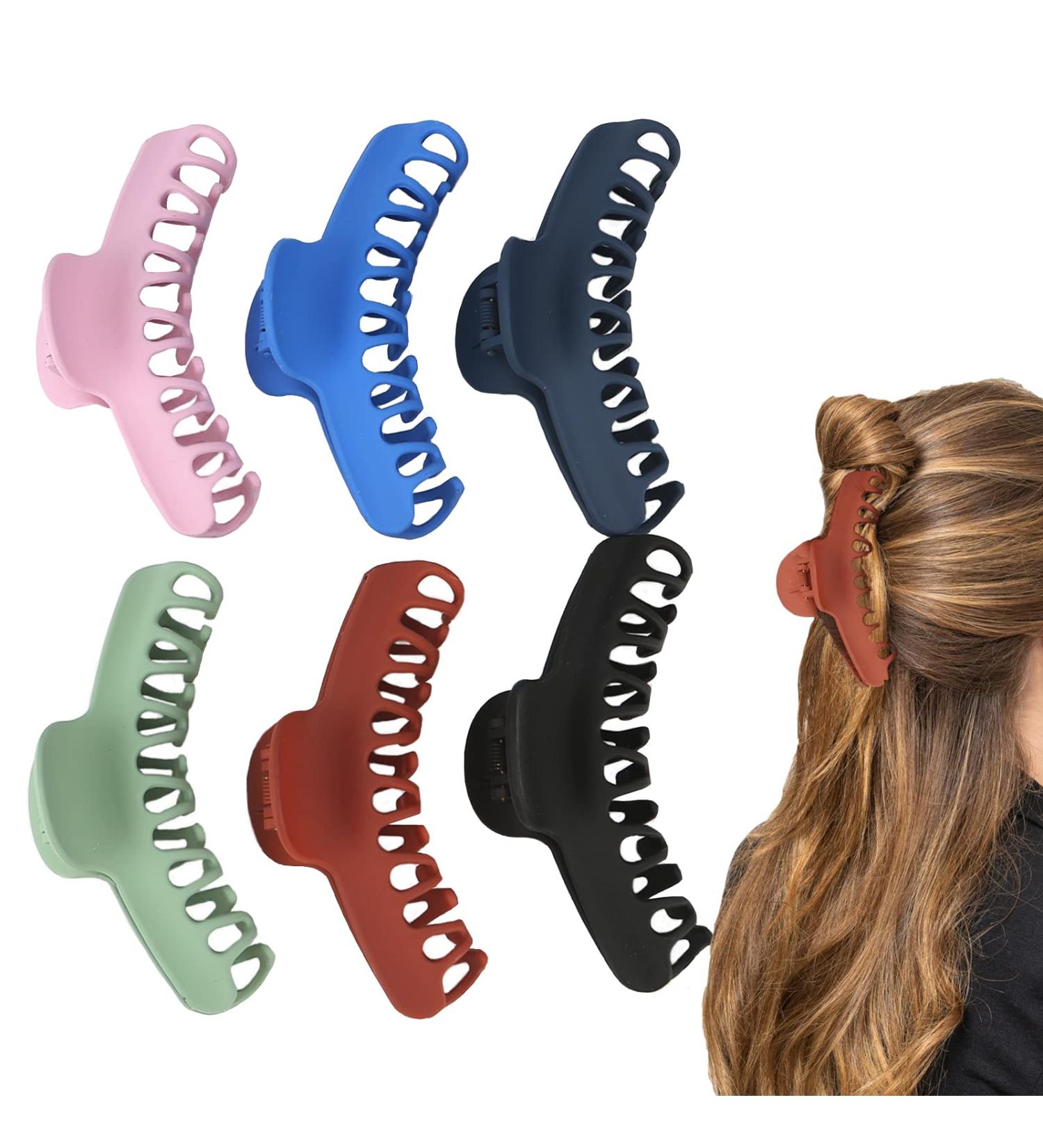 REJOL Large Hair Claw Clips 5.1 Inch - Pack of 6 Matte Colors for Women - Stronghold Lightweight Big Jaw Clip for Thin Thick Hair - Buy Online on GoSupps.com