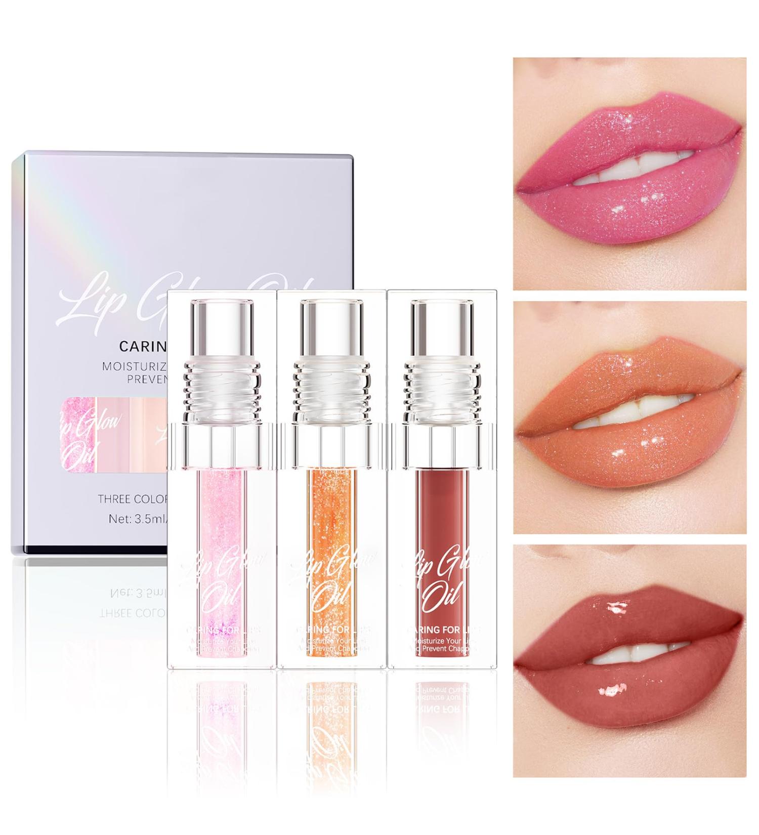 Vawolecy Color Changing Lip Oil Moisturizing Color Changing Lip Gloss Moisturizing Lip Gloss Lip Balm Transparent Lip Care Set B - Buy Online on GoSupps.com