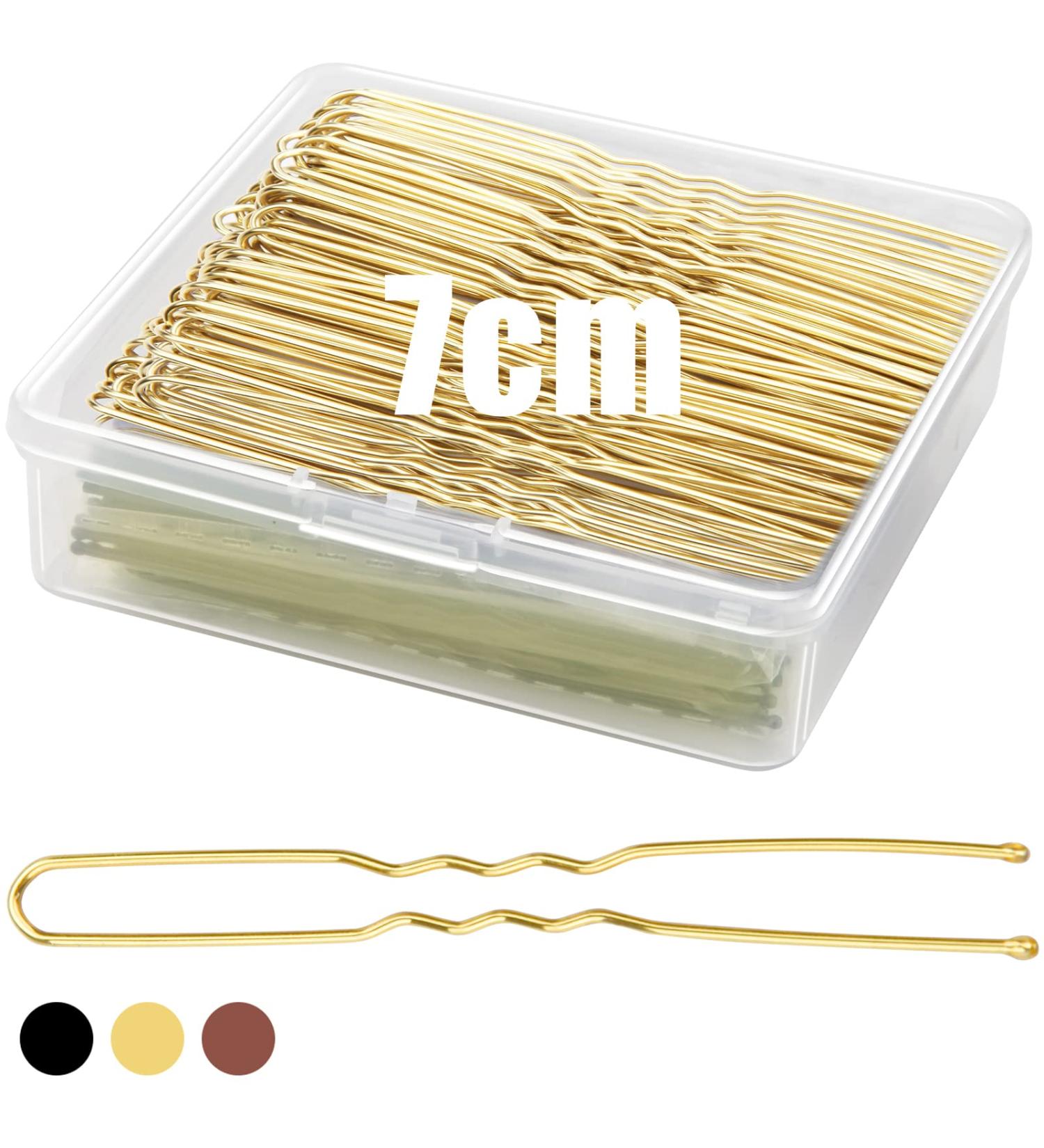 200pcs Gold U-Shaped Hair Pins for Buns | Bobby Pins for Thick Hair | Wedding Hair Accessories with Storage Box - Buy Online on GoSupps.com
