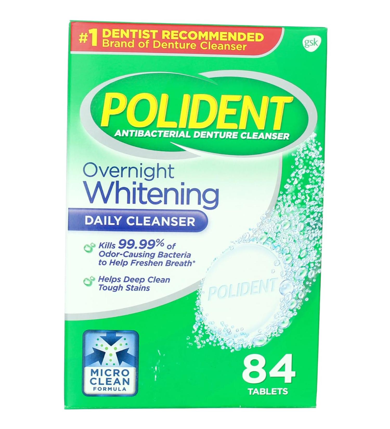 Polident Overnight 84ct - Fast-Acting Dental Adhesive for Secure Dentures | International Shipping Available - Buy Online on GoSupps.com
