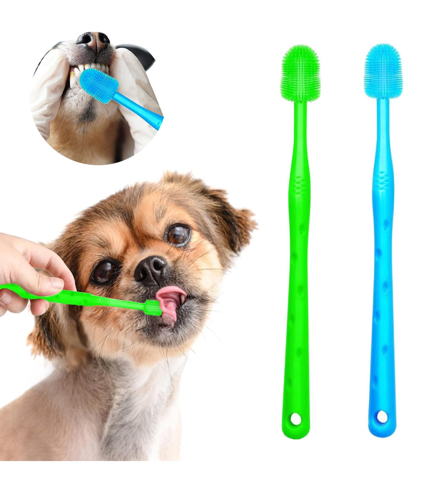 Dog Brush Cat Pet Puppy Gum Finger Toothbrush Dental Care Teeth Cleaning Supplies Kit for Dogs 2 Pcs 360 Silicone - Buy Online on GoSupps.com