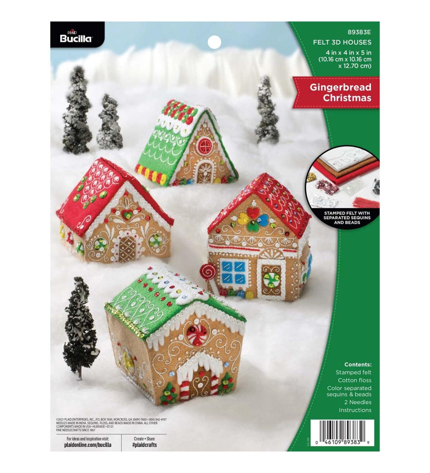 Bucilla Gingerbread Christmas Set - DIY 3D Felt Applique Ornament Kit 89383E - Buy Online on GoSupps.com