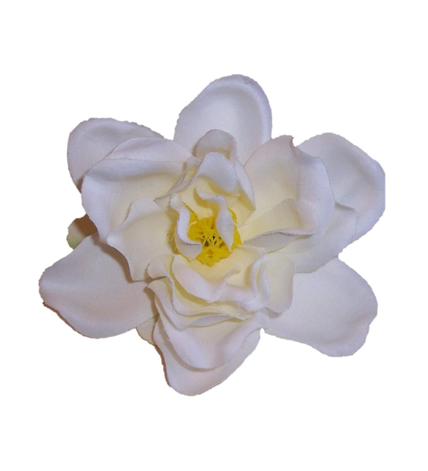 Silk Flower Hair Clip/Pin Brooch Small Gardenia White