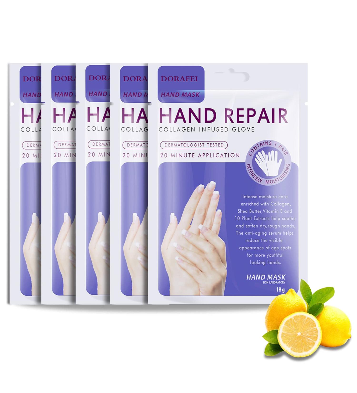 Moisturizing Hand Mask Gloves - 5 Pack for Dry Skin, Anti-Aging, and Nourishing Care - Lavender Scented - Buy Online on GoSupps.com