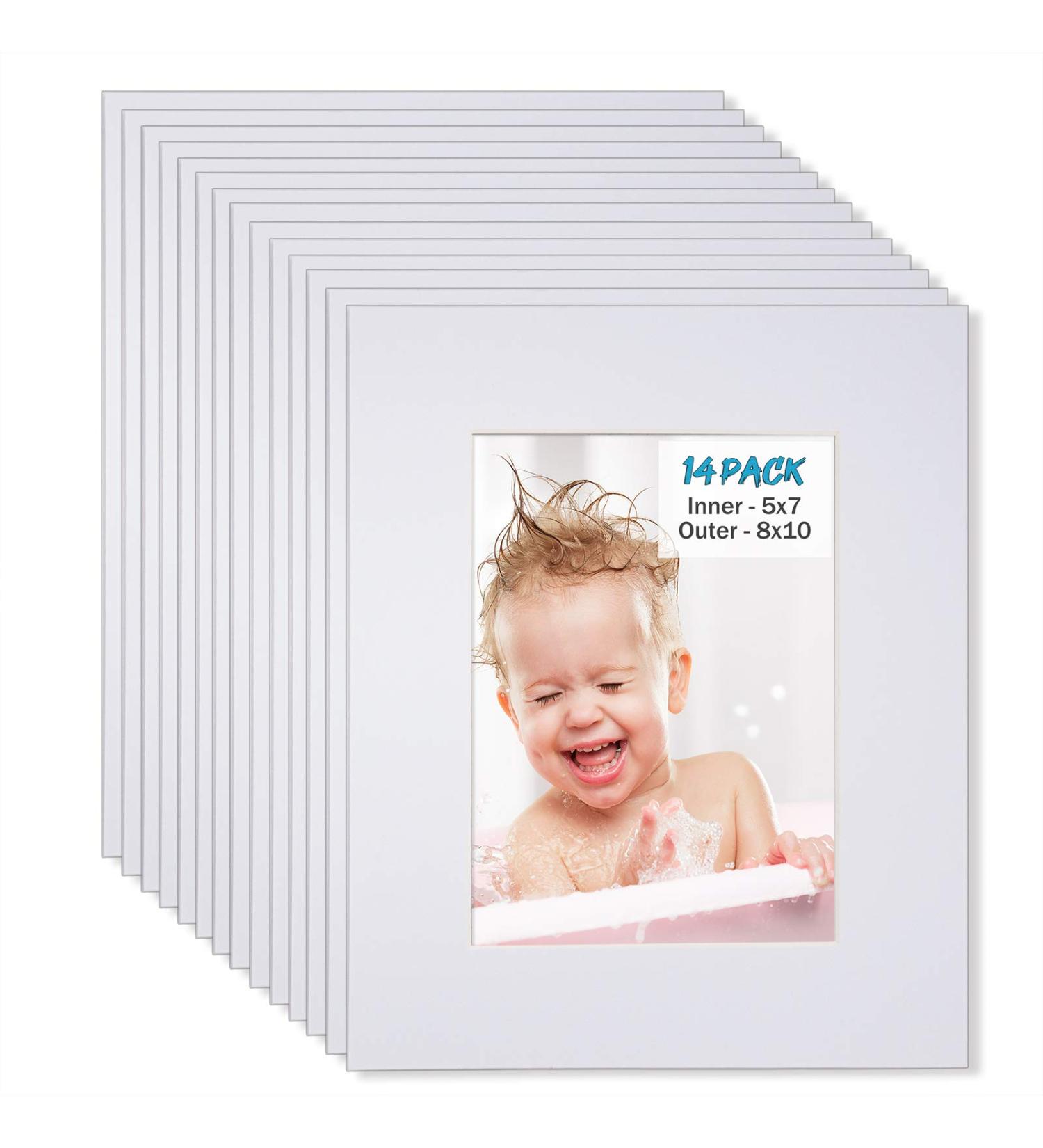 Egofine 8x10 White Picture Mats Pack of 14 - Acid Free, Bevel Cut, 1.2mm Thickness - Frame Mattes for 5x7 Photos - Buy Online on GoSupps.com