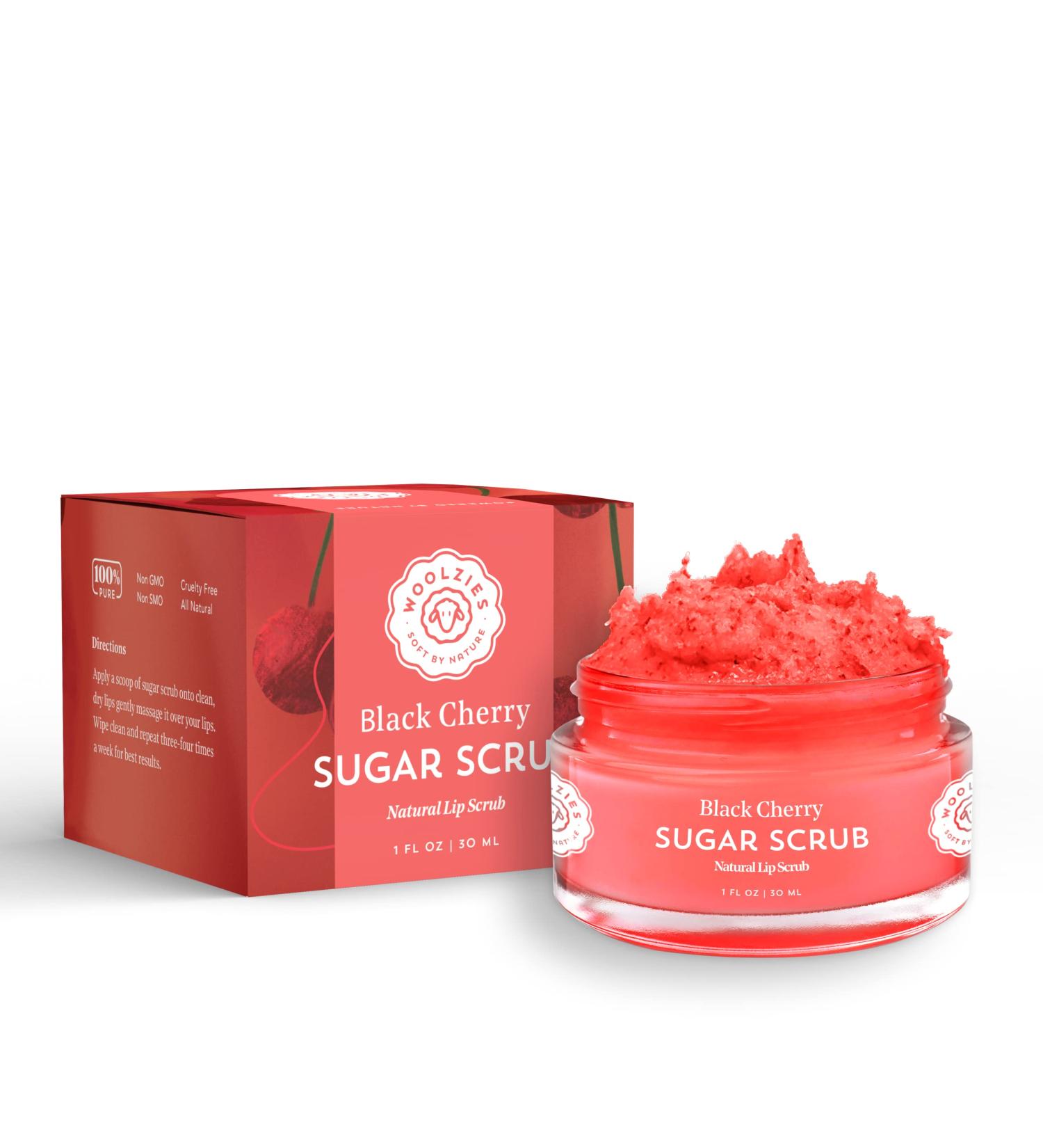 Sugar Lip Scrub | Ultra-Hydrating Exfoliator & Moisturizer for Dry or Chapped Lip | Shea Butter and Raw Sugar Scrubs | Pure & Natural | 1 Fl Oz (Black Cherry)