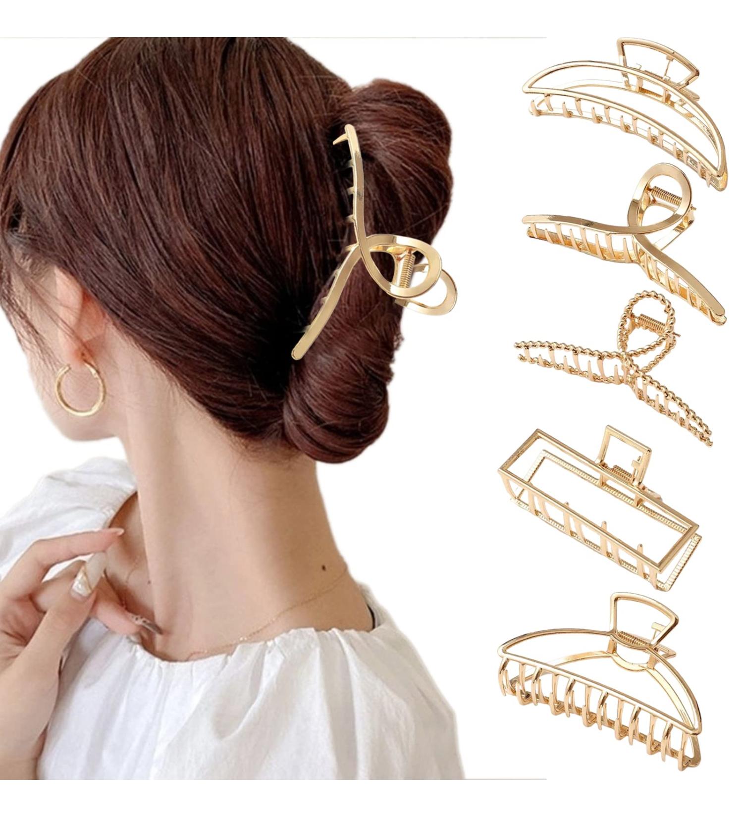 Buy Slipproof Big Hair Clips for Thick & Thin Hair - 5 Pack Metal Hair Claws for Women - Buy Online on GoSupps.com