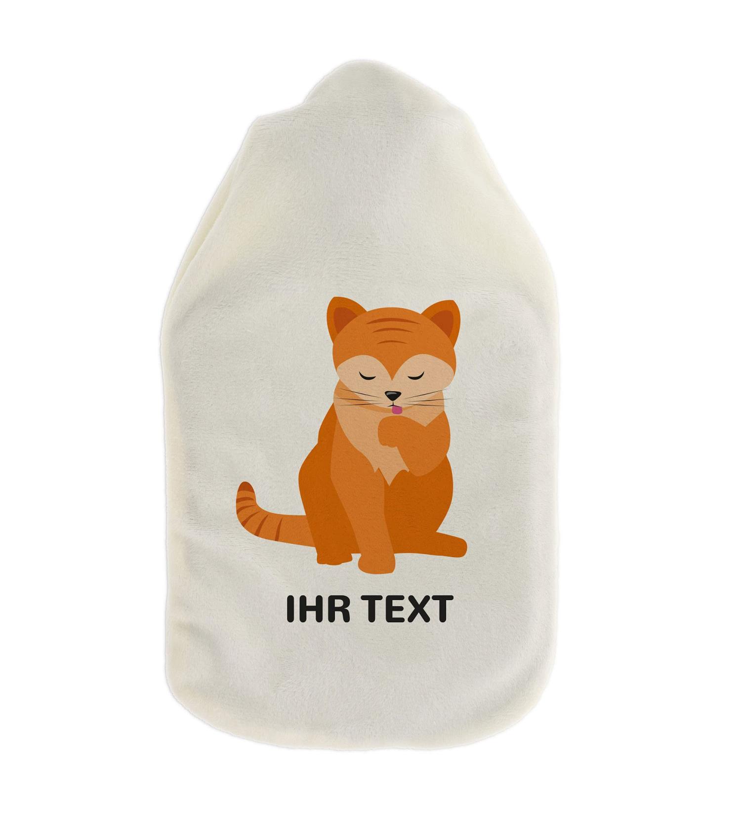 Personalized Hot Water Bottle with Cozy Cover - Custom Text Ideal Gift for Kids & Adults (800 ml | Cat Design) - Buy Online on GoSupps.com