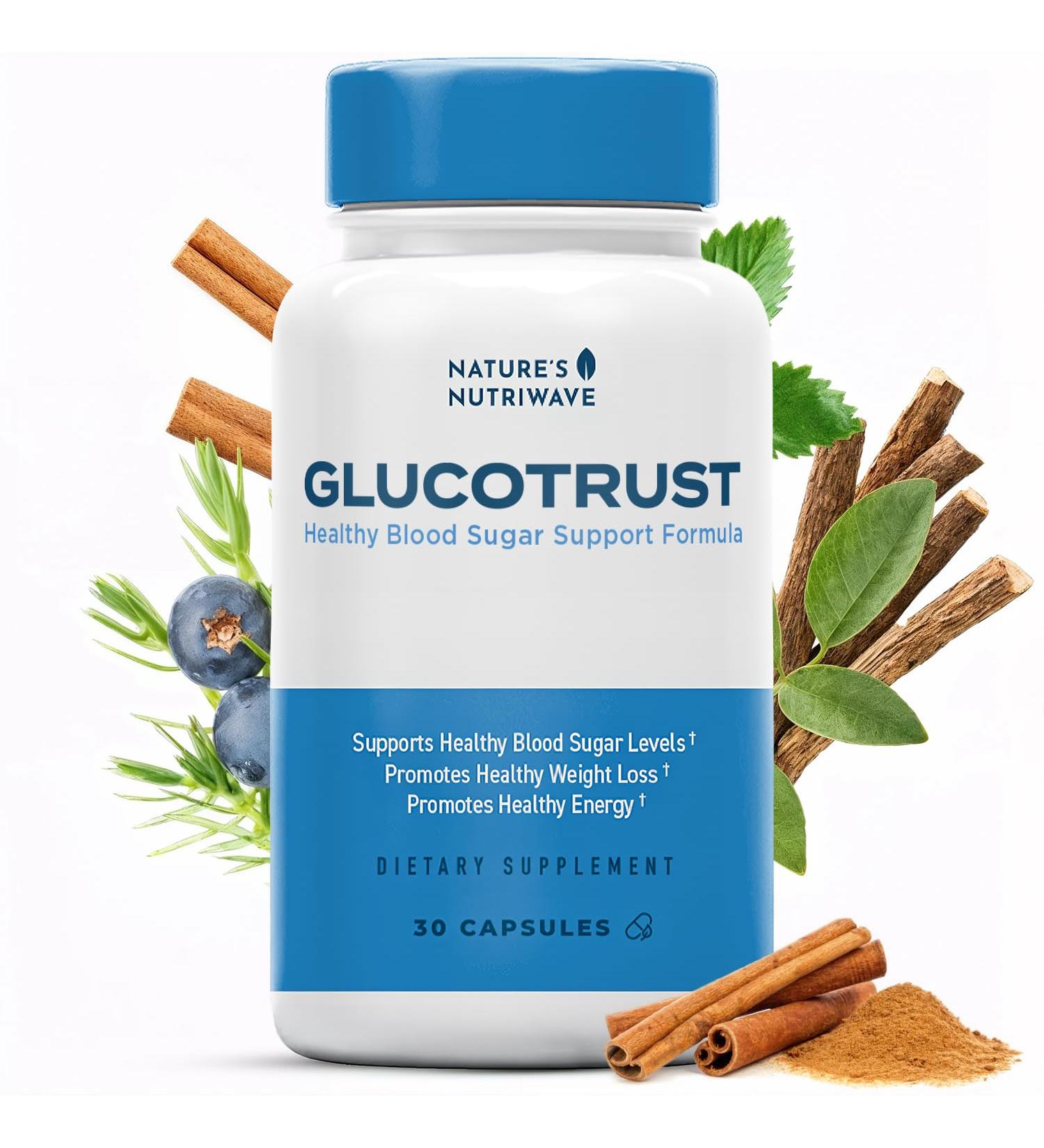Glucotrust Capsules Supplement Original Formula 100% Natural Herbal Blend Gymnema sylvestre Chromium Licorice | 30 Capsules 1 Month Supply 30 Count (Pack of 1)