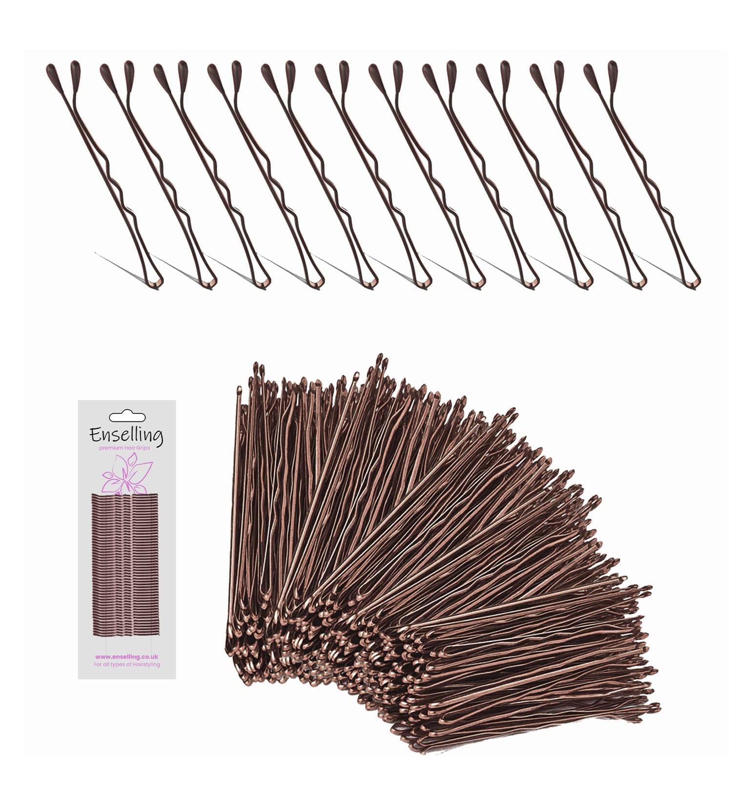 Enselling Hair Grips Pack of 50-5.5cm - Crimped Blonde Bobby Pins for Women Girls and Hairdressing Salons -Perfect for Thick Thin & Curly Hair Styling (Brown) - Buy Online on GoSupps.com