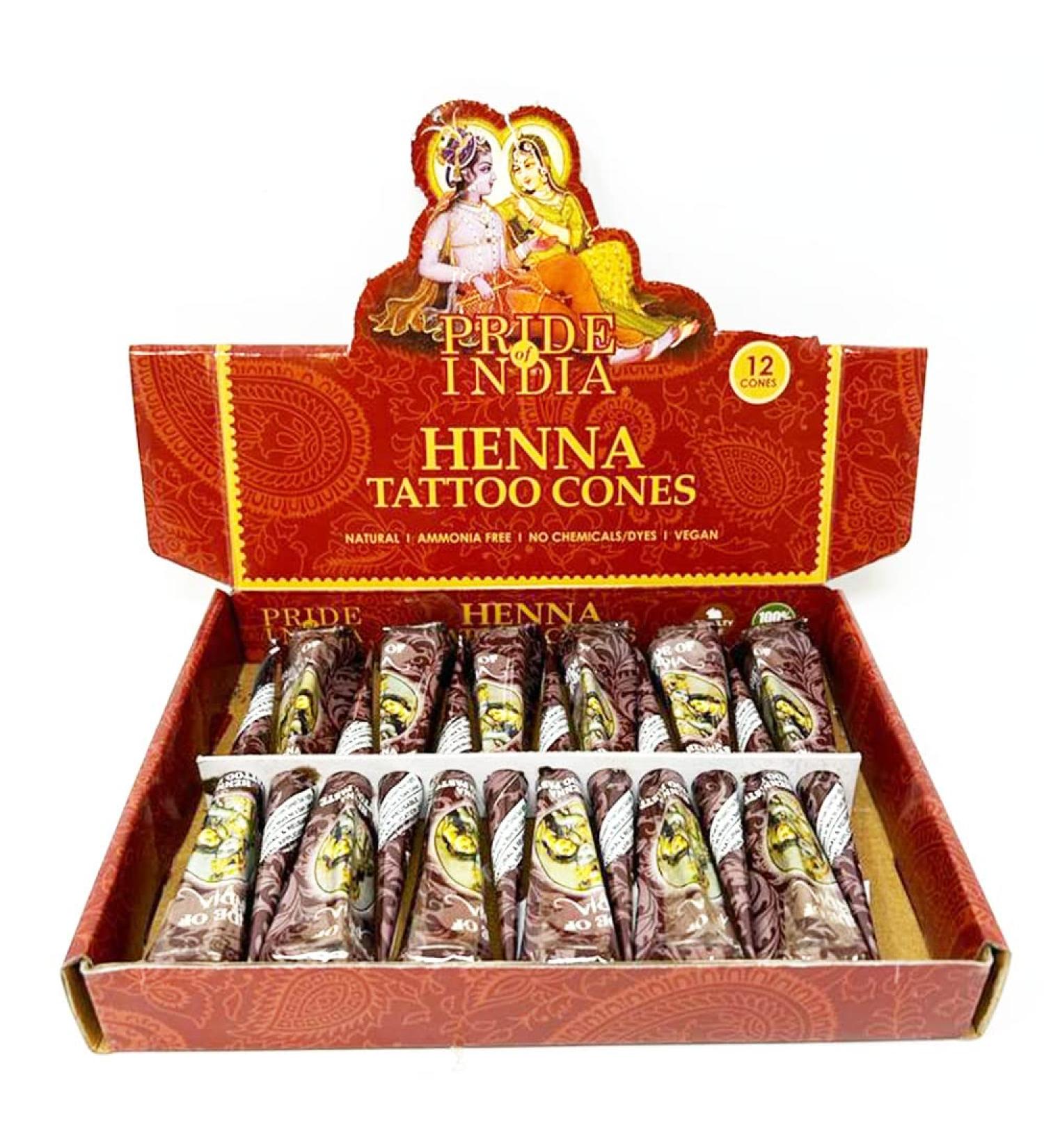 Pride Of India - Henna Paste 6 Cones + 6 Cones FREE - 1.25oz Large Tube - NEW - 100% Natural Plant Based - NO Chemicals/Dyes - Cruelty Free - Amazing Value Kid Friendly - Use like a Pen - Temporary Coloring Product - Washes away in 10-12 Days 12 Count (Pa - Buy Online on GoSupps.com