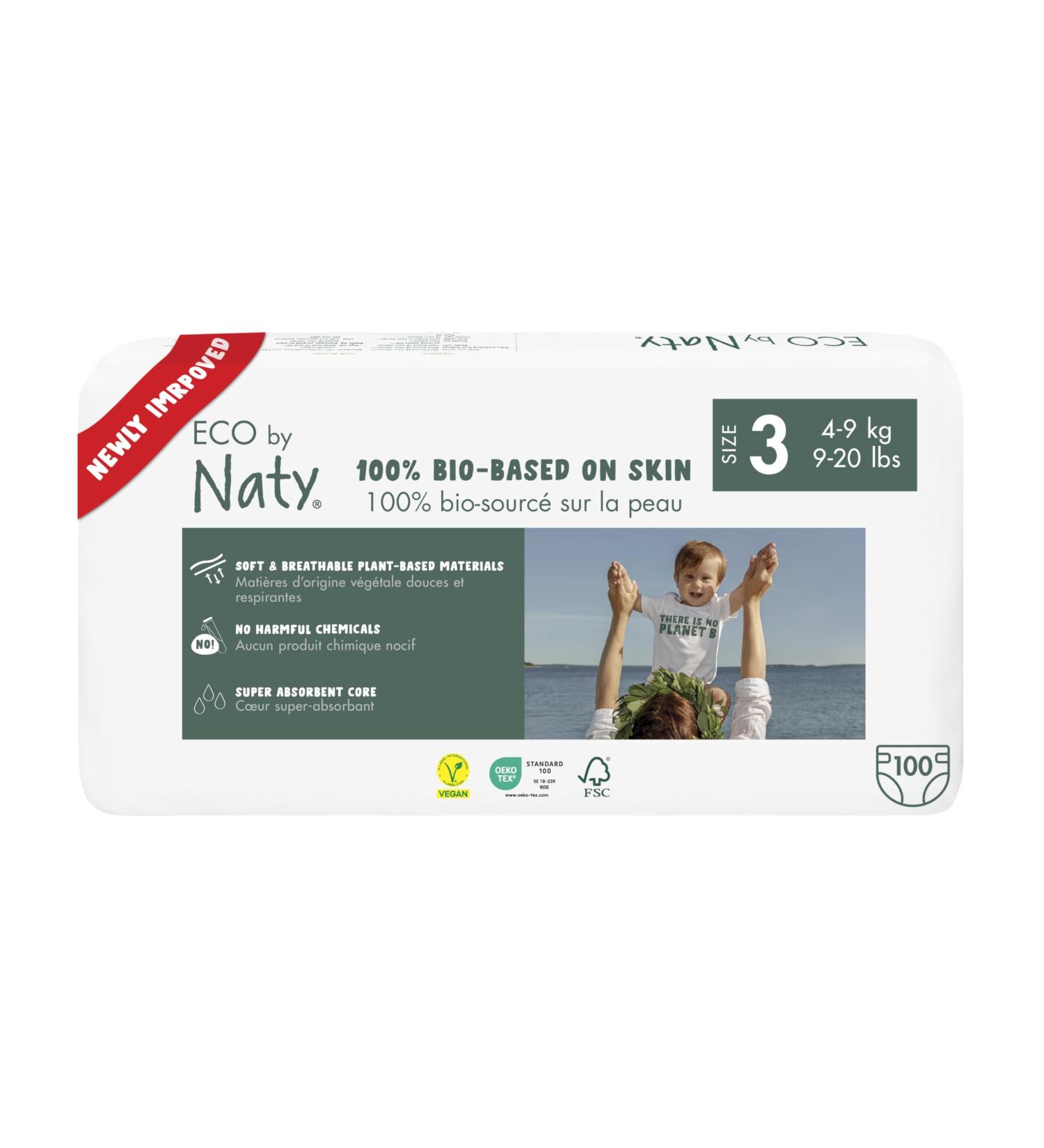 Eco by Naty Size 3 Baby Eco Diapers - 100 Plant-Based Premium Bio Diapers for Sensitive Skin | Eco-Friendly Shipping Worldwide - Buy Online on GoSupps.com